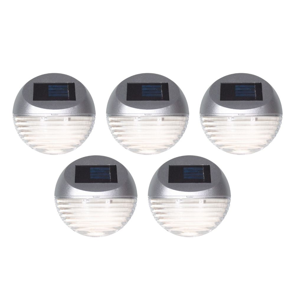 GardenKraft Solar Fence Lights Pack of 5 - Silver  | TJ Hughes