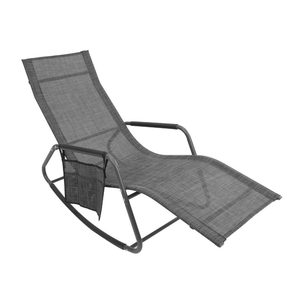 GardenKraft Outdoor Rocking Sun Lounger Relaxer - Black & Grey  | TJ Hughes