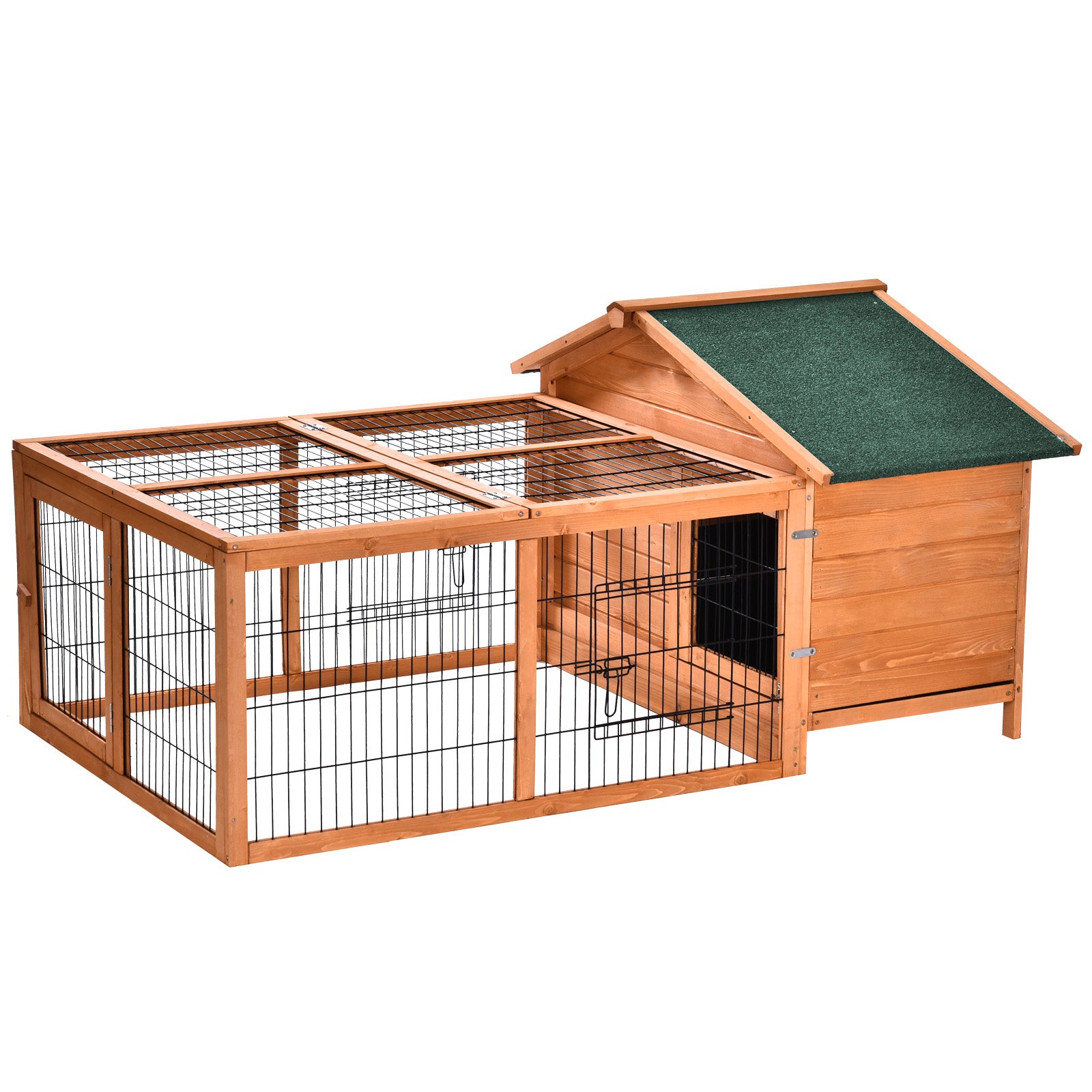 PawHut Wooden Rabbit Hutch Detachable Pet House with Openable Run & Roof  | TJ Hughes