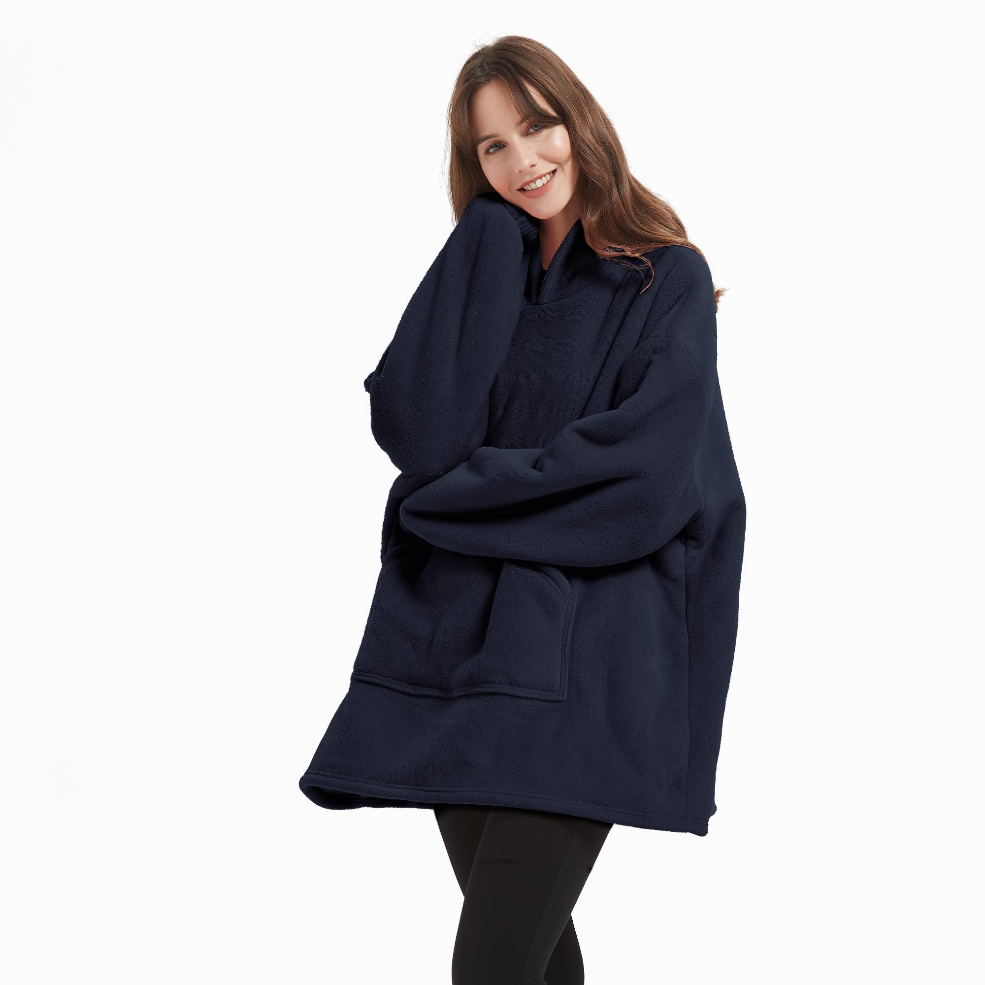 Lewis’s Sherpa Fleece Lined Hooded Throw Unisex - One Size - Navy  | TJ Hughes Teal