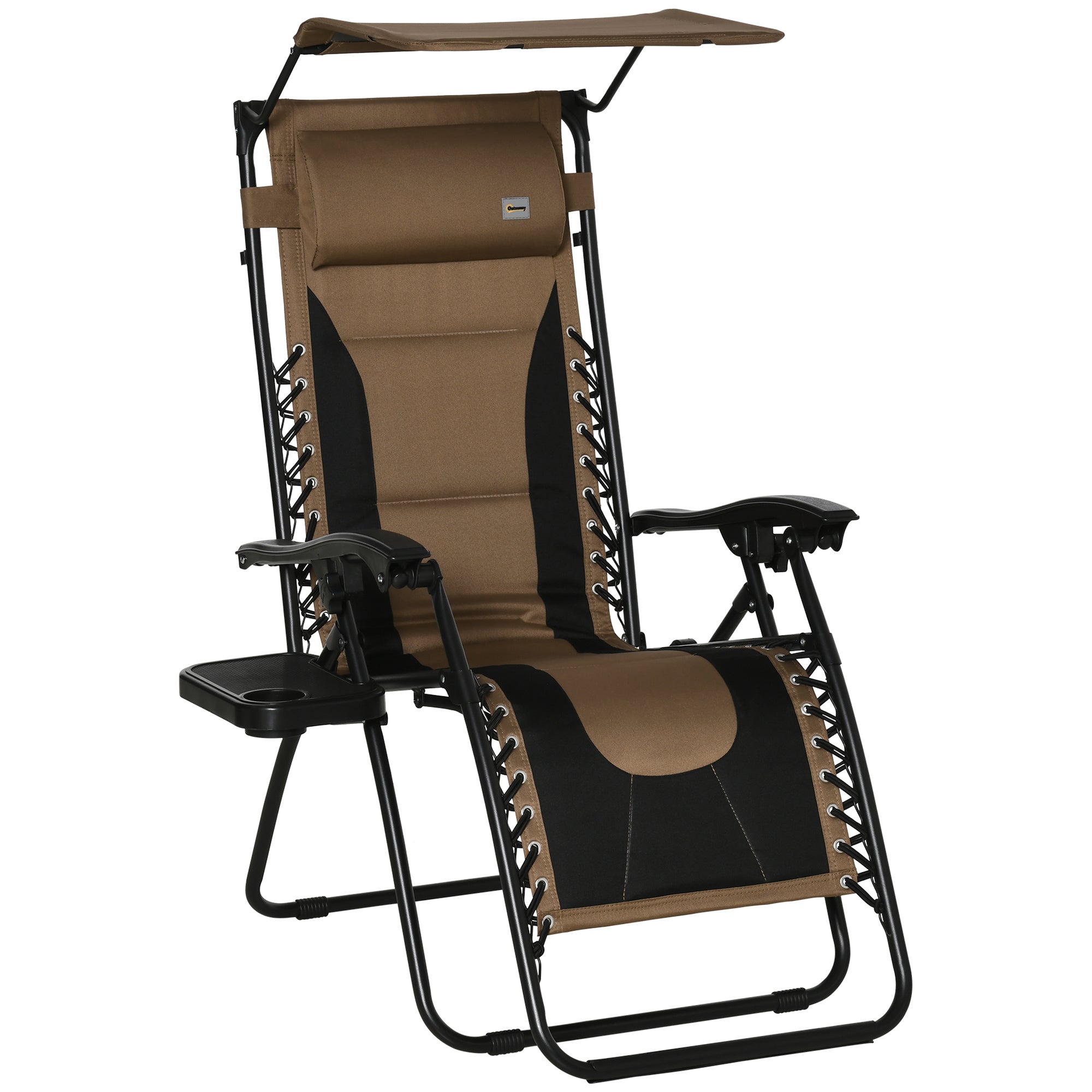 Outsunny Zero Gravity Lounger Chair - Folding Camping Reclining Chair - Brown  | TJ Hughes