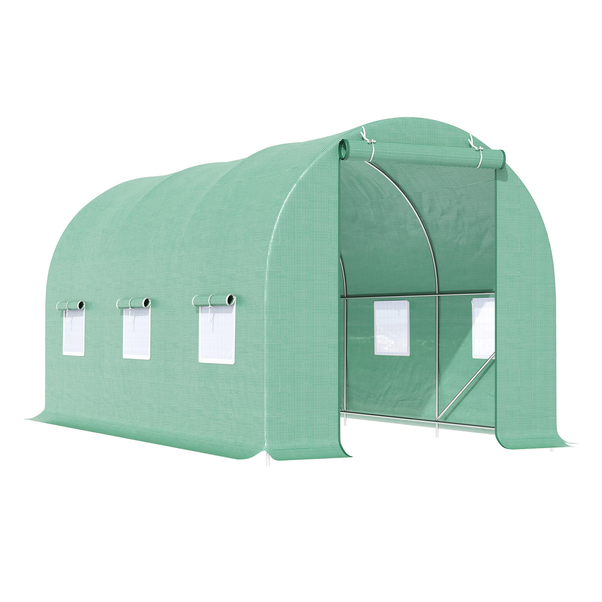 Outsunny 4.5m x 2m x 2m Walk-In Gardening Plant Greenhouse w/ PE Cover - Green  | TJ Hughes