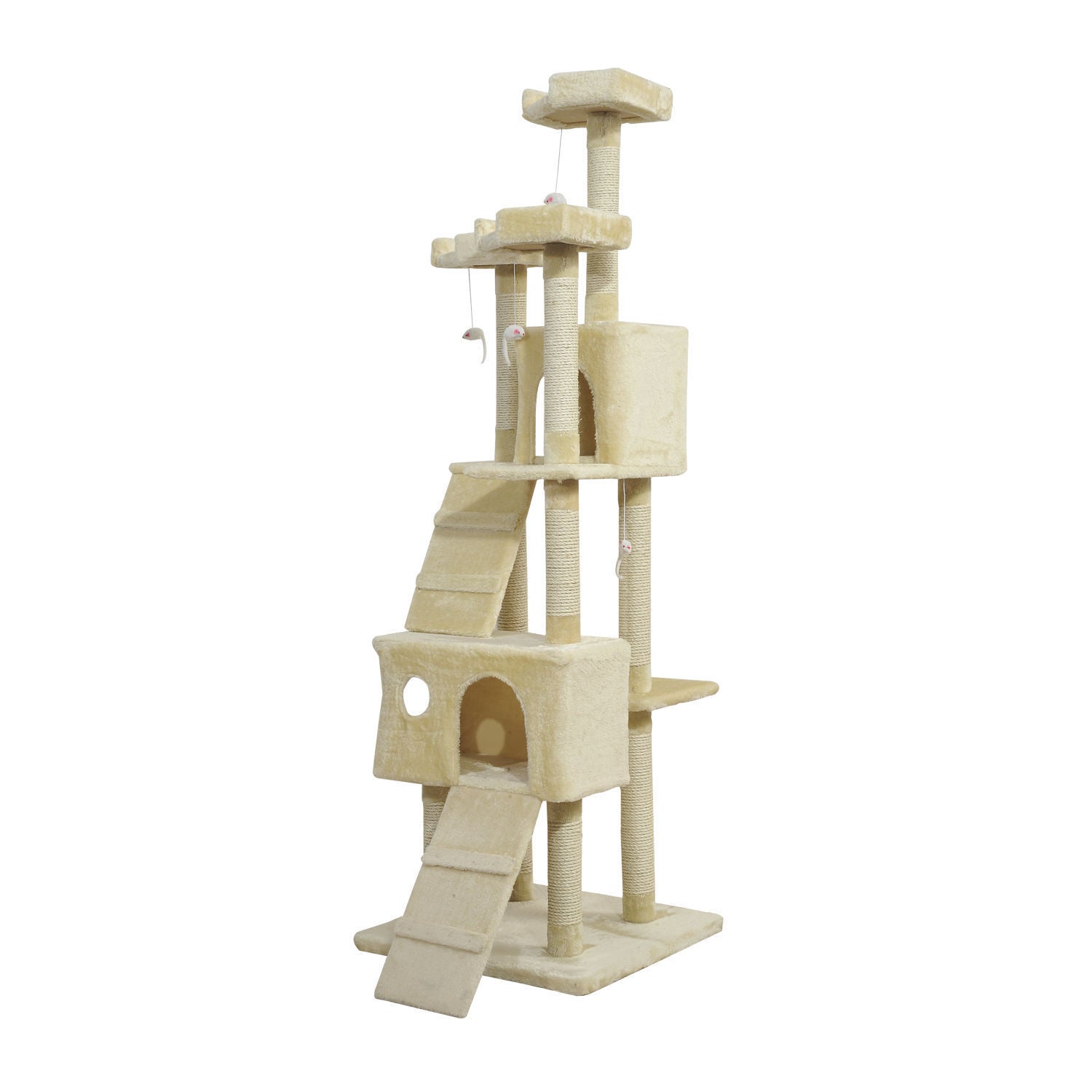 PawHut Condo Furniture Scratcher Post Pet Cat Tree Kitten Bed House Play Toy  | TJ Hughes