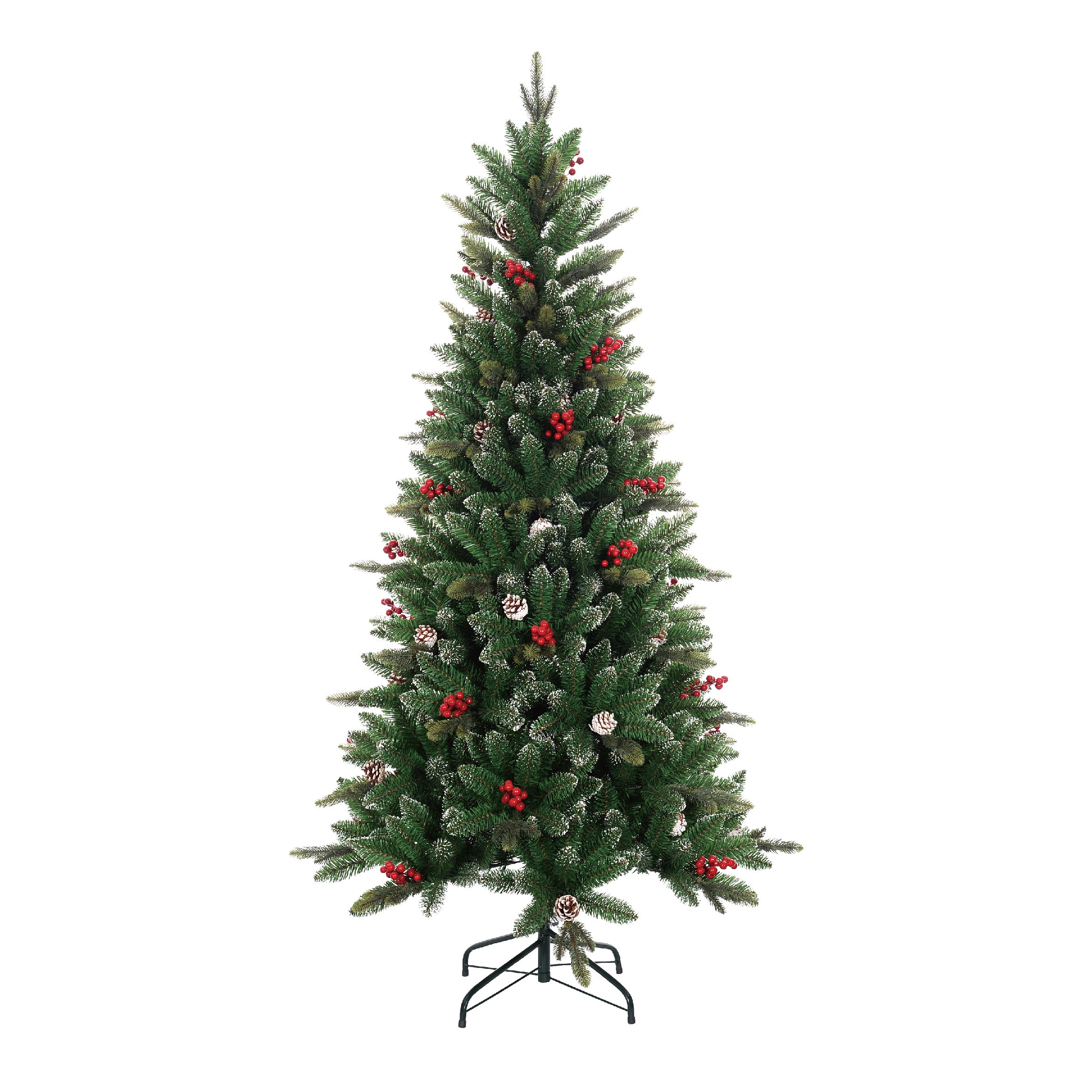 Christmas Sparkle Artificial Christmas Tree with Pinecones & Berries 6ft 1.8m - TJ Hughes