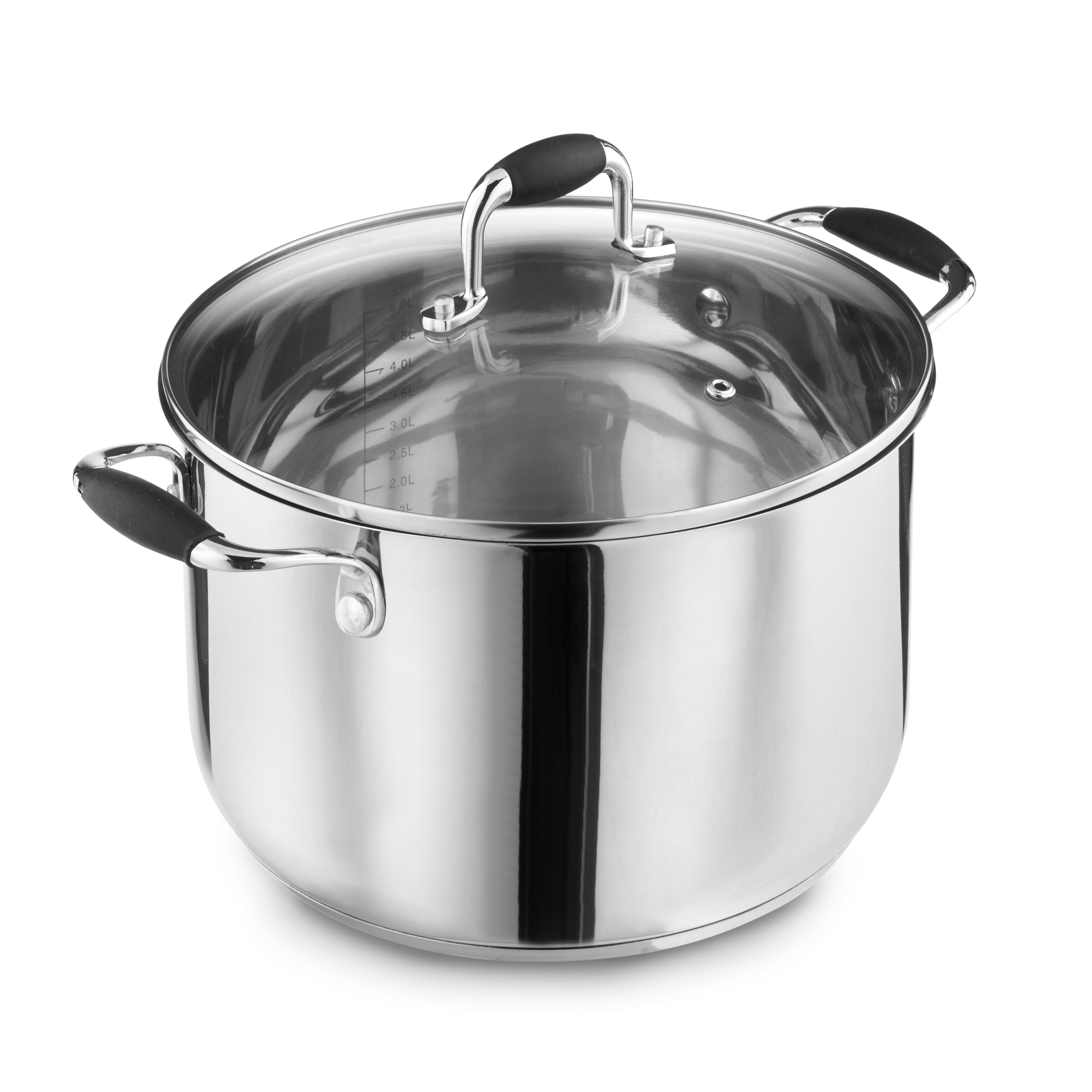 Lewis’s Stainless Steel Stockpot 24cm with Glass Lid - Silver  | TJ Hughes
