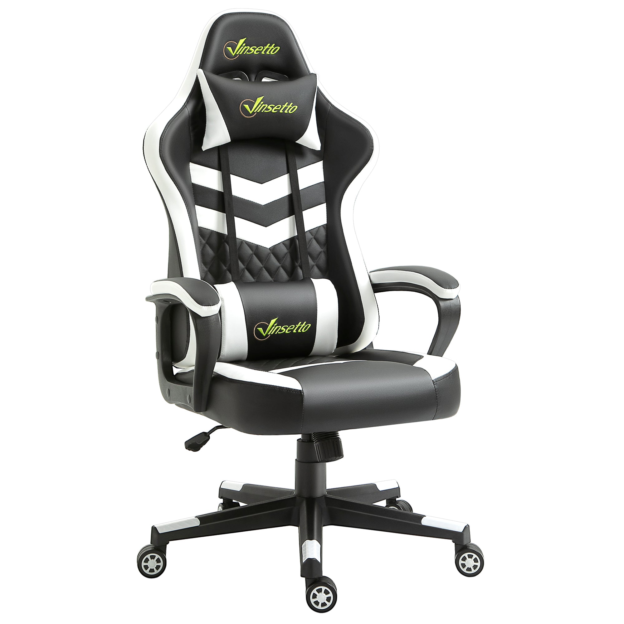 Vinsetto Racing Gaming Chair w/ Lumbar Support - Gamer Office Chair - Black White  | TJ Hughes