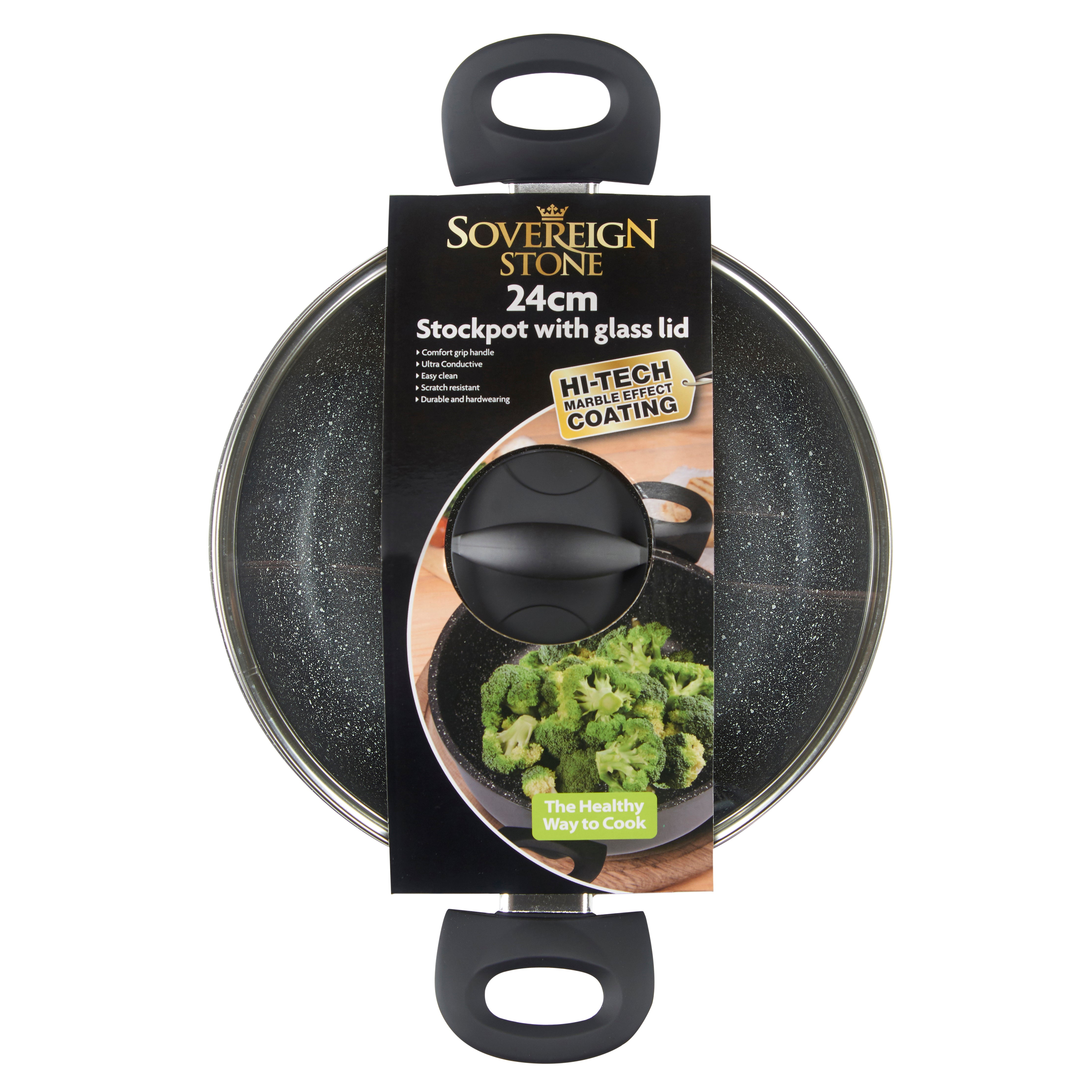 Lewis’s  Sovereign Stone 24cm Scratch Resistant Easy Clean Non Stick Stockpot & Lid  | TJ Hughes