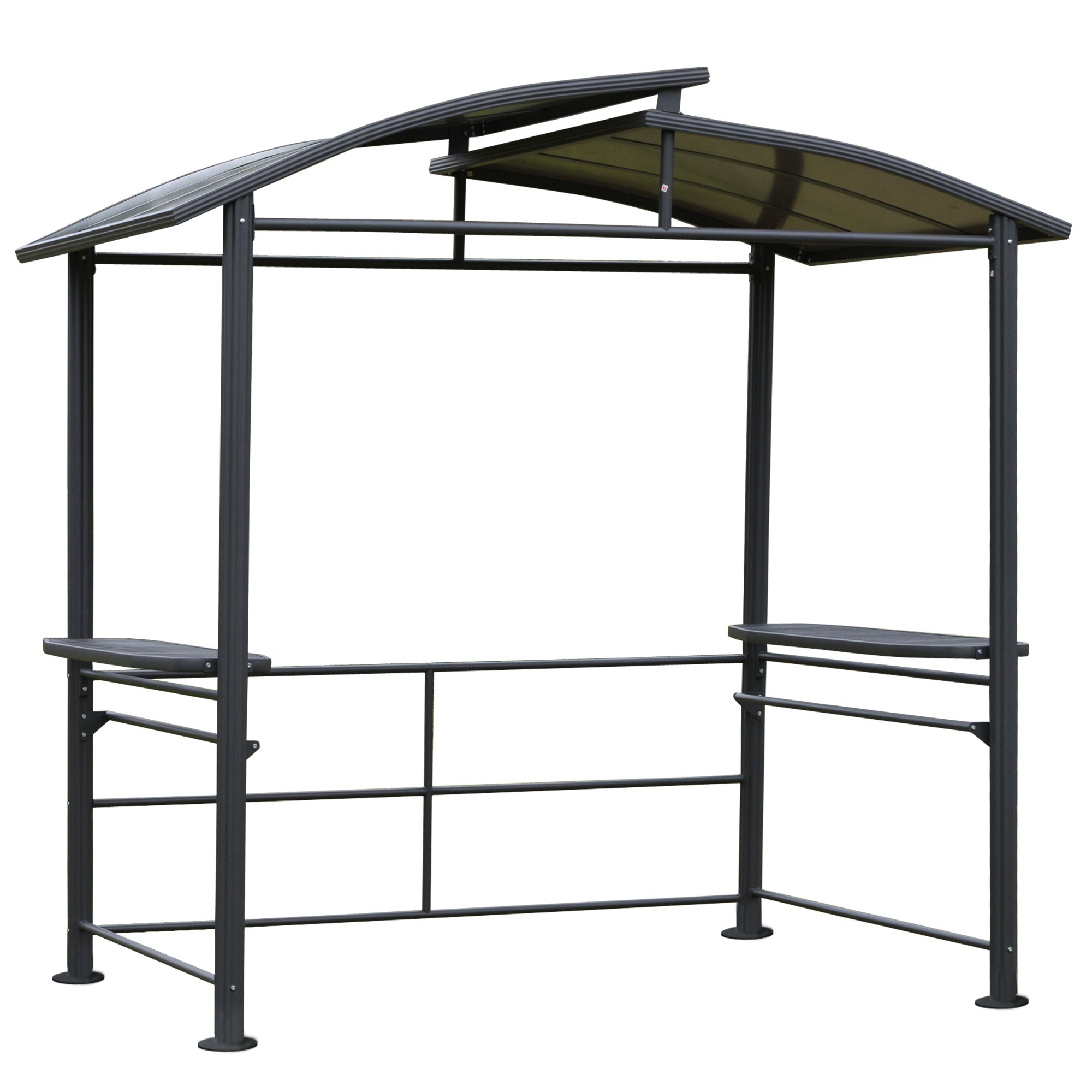 Outsunny BBQ Patio Canopy Gazebo with Interlaced Polycarbonate Roof 2 Shelves