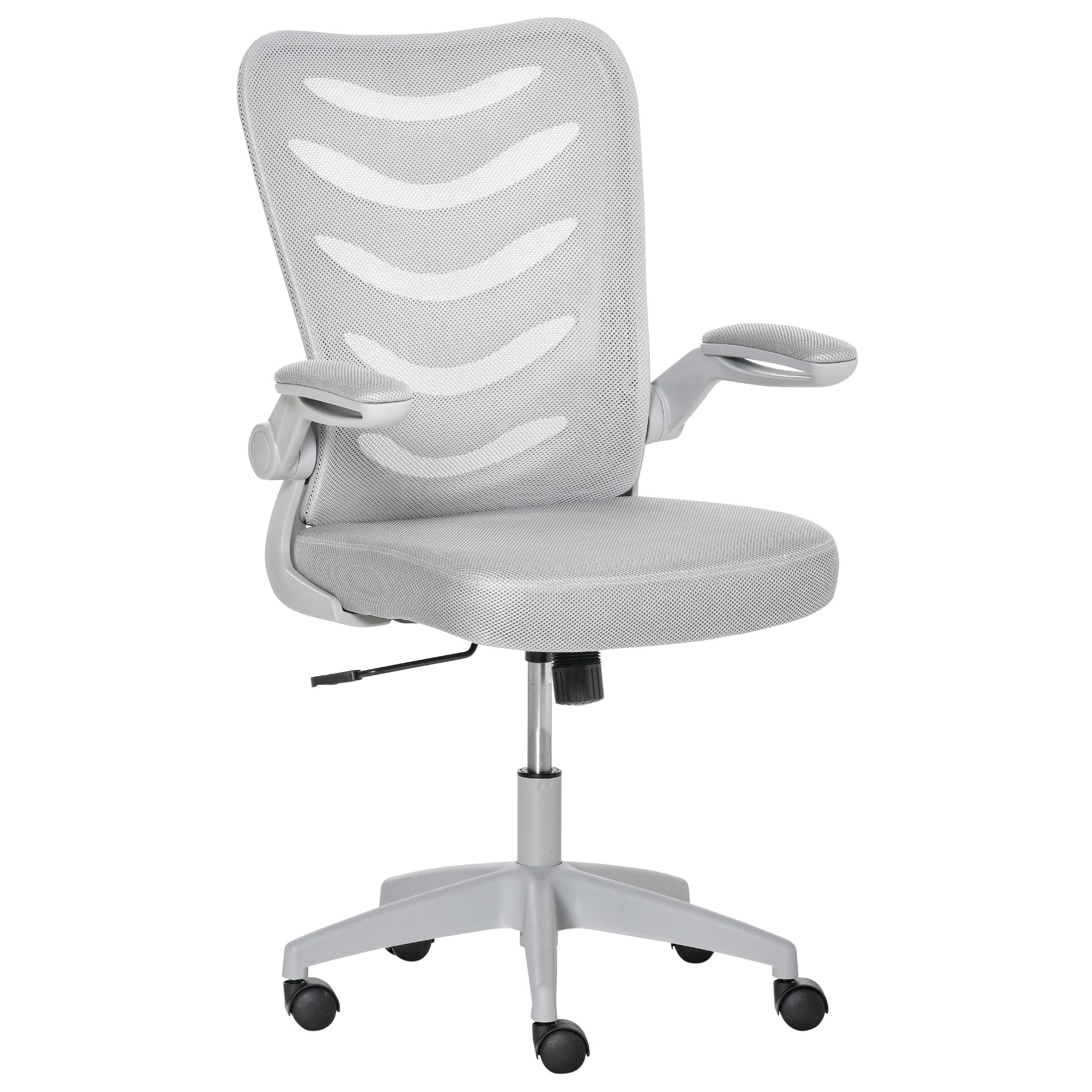 Vinsetto Mesh Office Chair for Home Swivel Task Desk Chair with Lumbar Back Support Flip-Up Arm Adjustable Height Grey Computer w/ - TJ Hughes