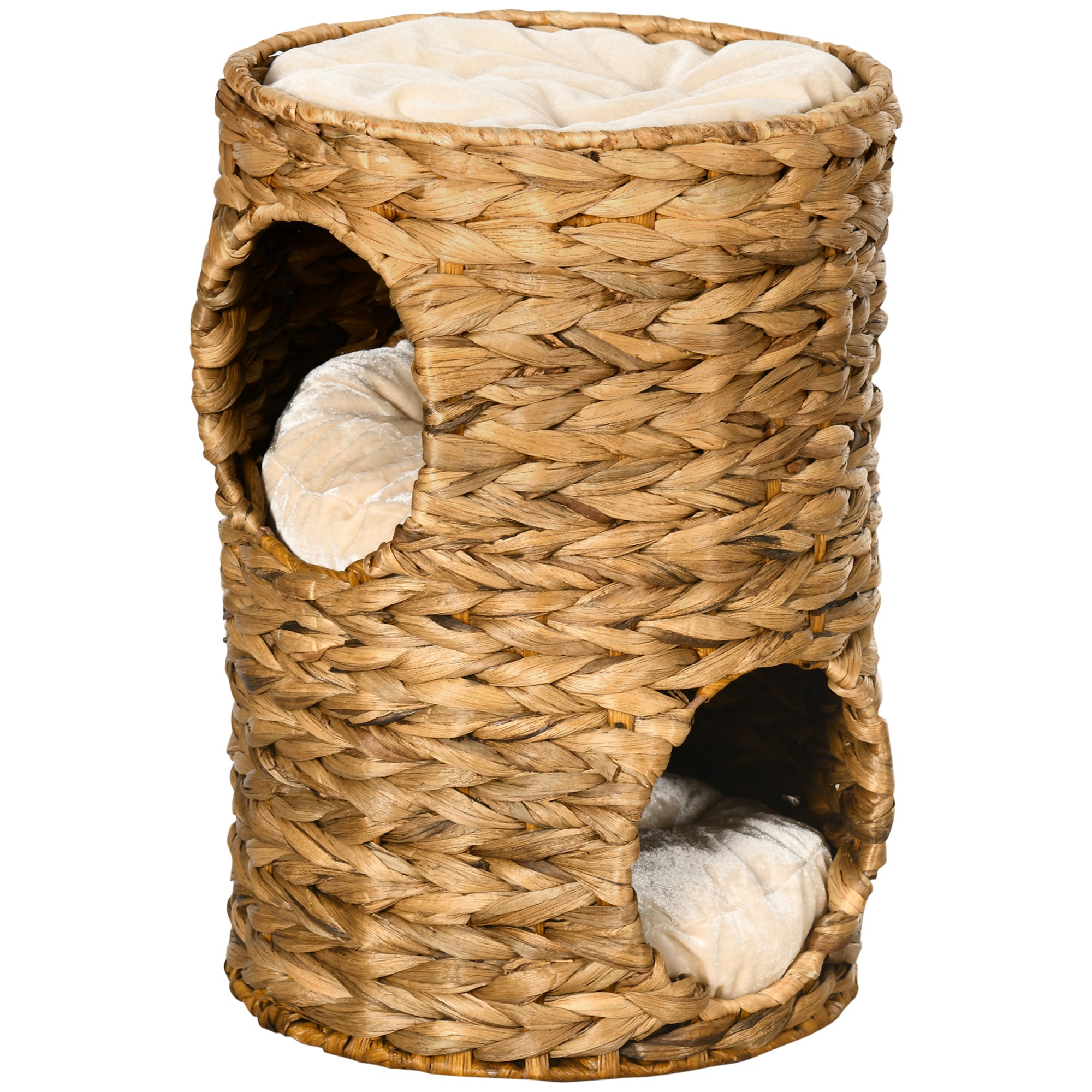 PawHut 47cm Cat Barrel Tree for Indoor Cats w/ Two Cat Houses - Cushion  | TJ Hughes