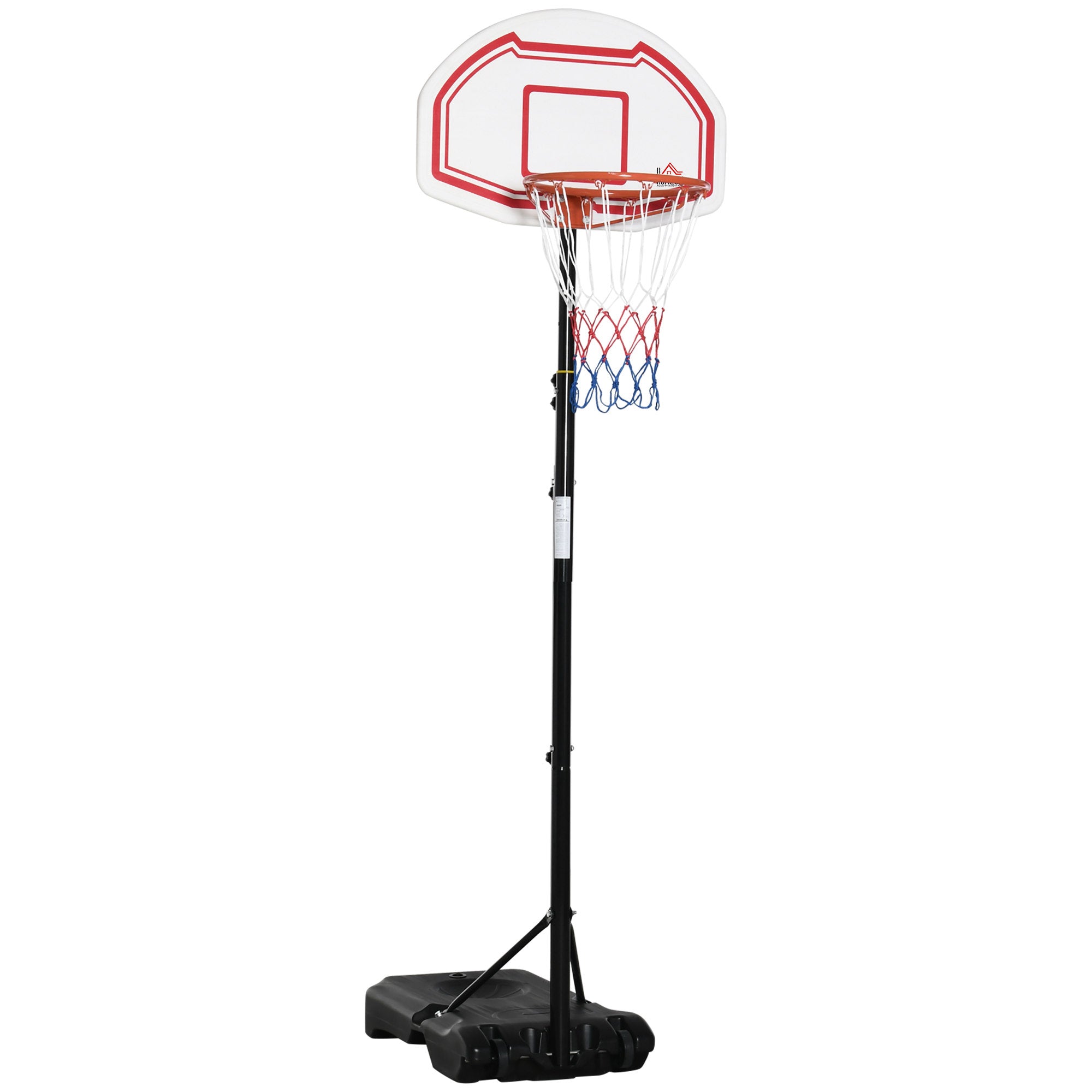 HOMCOM Outdoor Adjustable Basketball Hoop Stand w/ Wheels and Stable Base - Red  | TJ Hughes