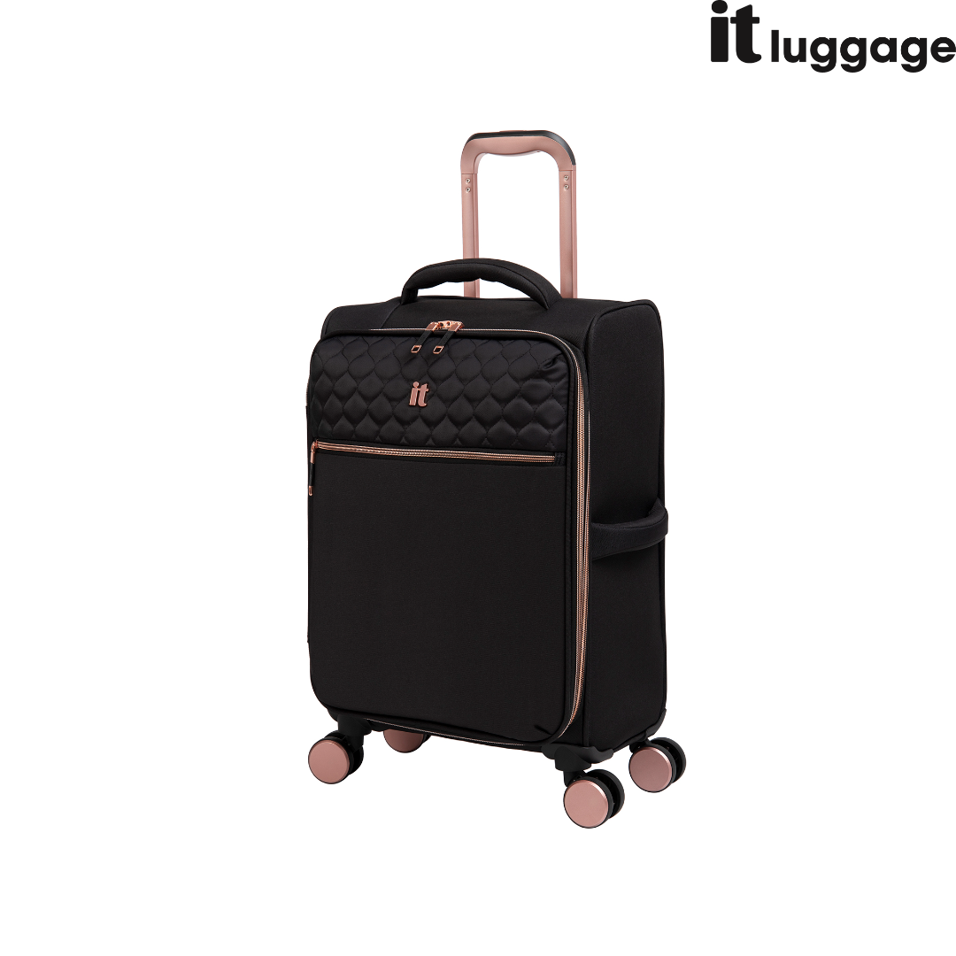 IT Luggage Suitcase Divinity - Black and Rose Gold - Cabin  | TJ Hughes