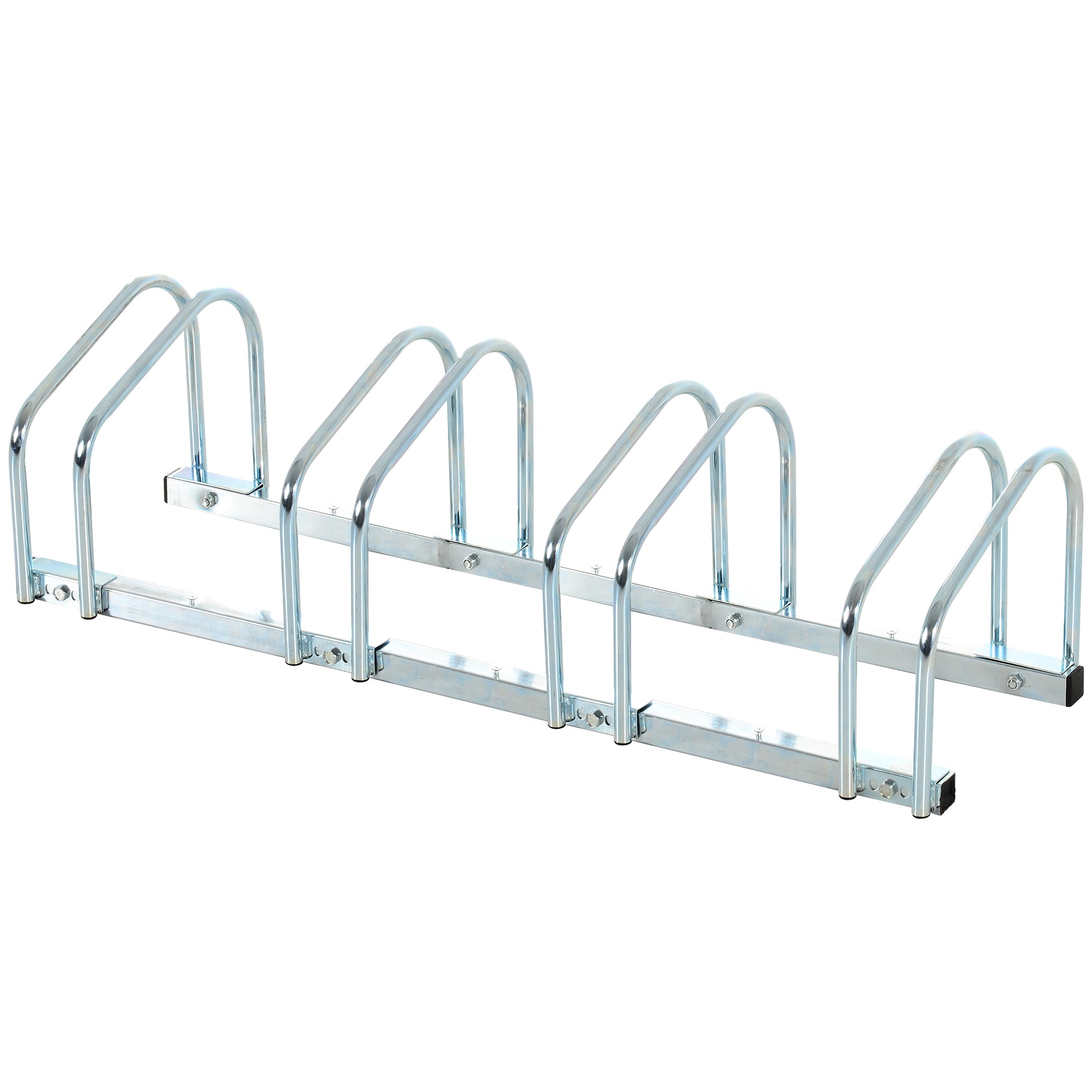 HOMCOM Bike Parking Rack Bicycle Locking Storage Stand for 4 Cycling Silver  | TJ Hughes