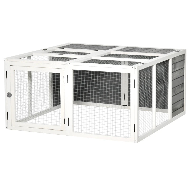 Pawhut Rabbit Hutch Grey  | TJ Hughes