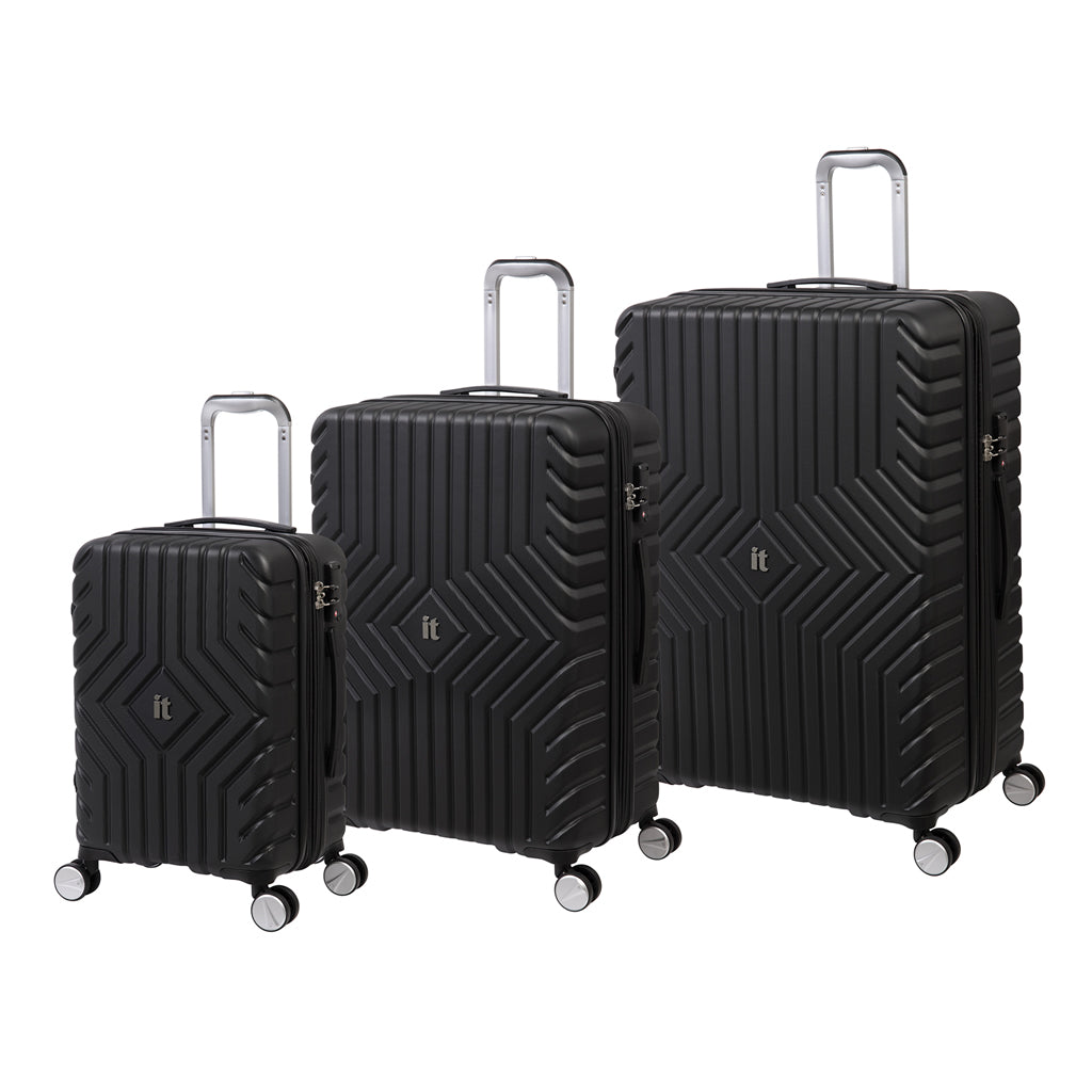 IT Impakt Geo Emboss Luggage with Wheels- Black (Sizes Sold Separately