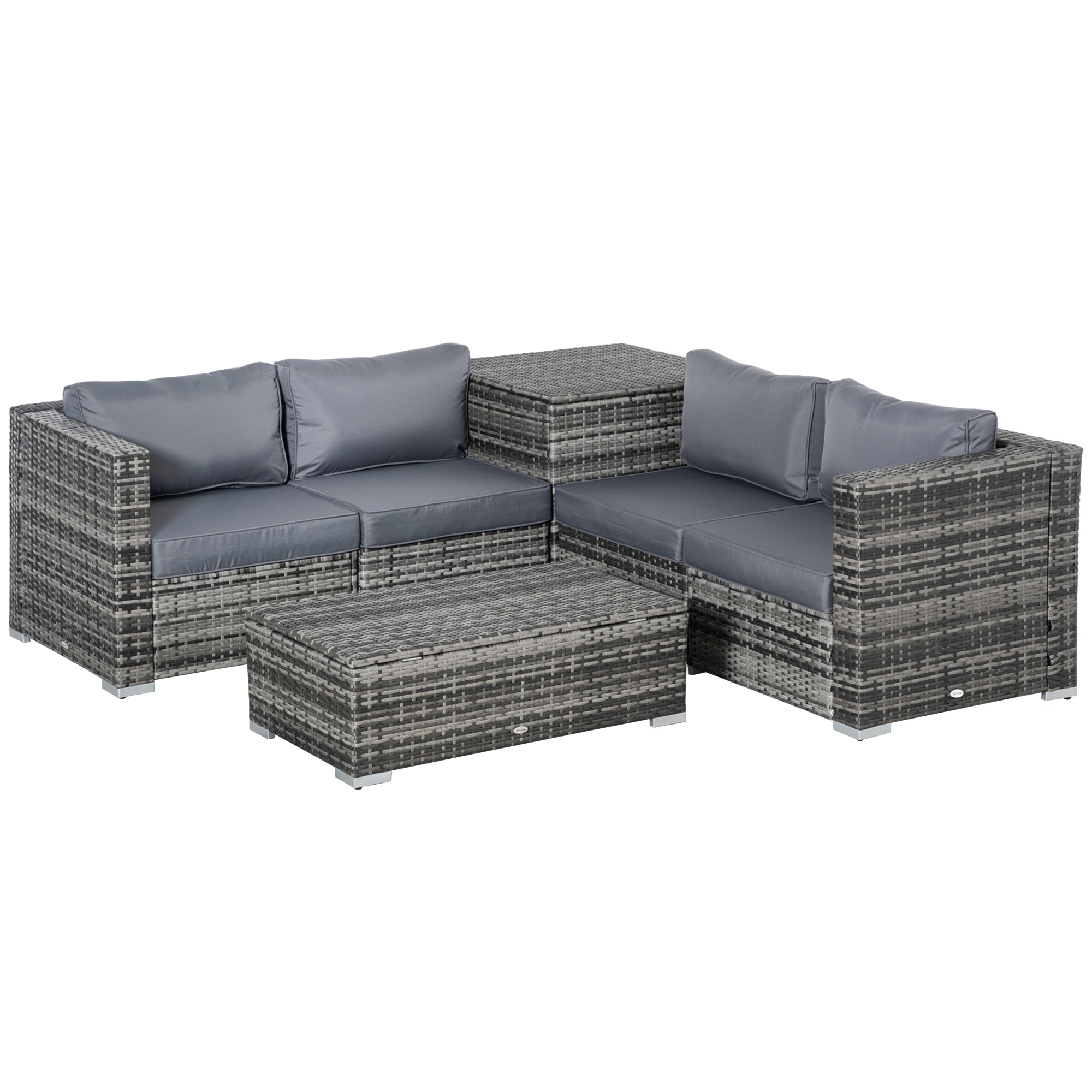 Outsunny 6Pcs Rattan Sofa Set Garden Sectional Garden Wicker Furniture Cushion  | TJ Hughes