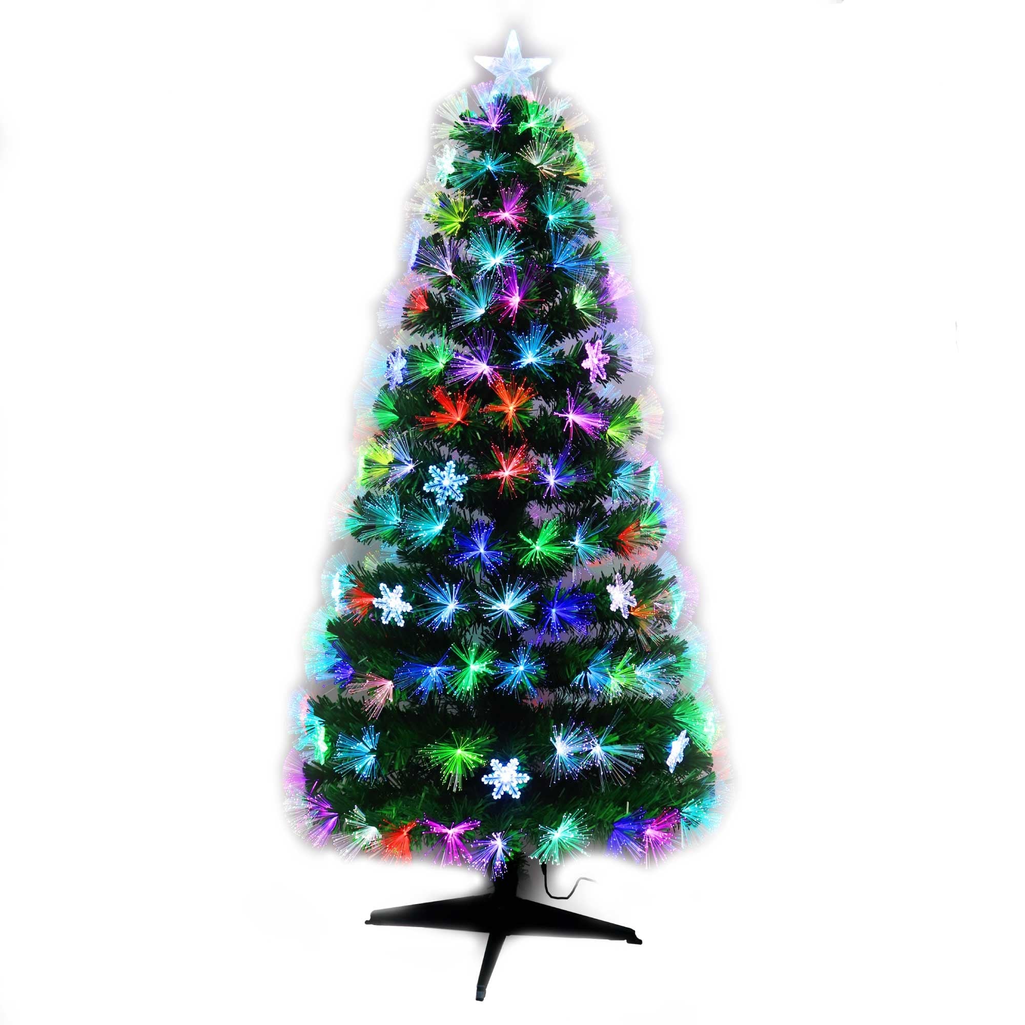 Christmas Sparkle Fibre Optic Christmas Tree with Snowflakes and LED Top Star 5ft 1.5m  | TJ Hughes