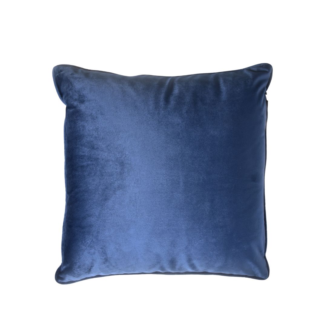 French Velvet Piped Cushion Cover 55 x 55cm - Royal Blue - TJ Hughes