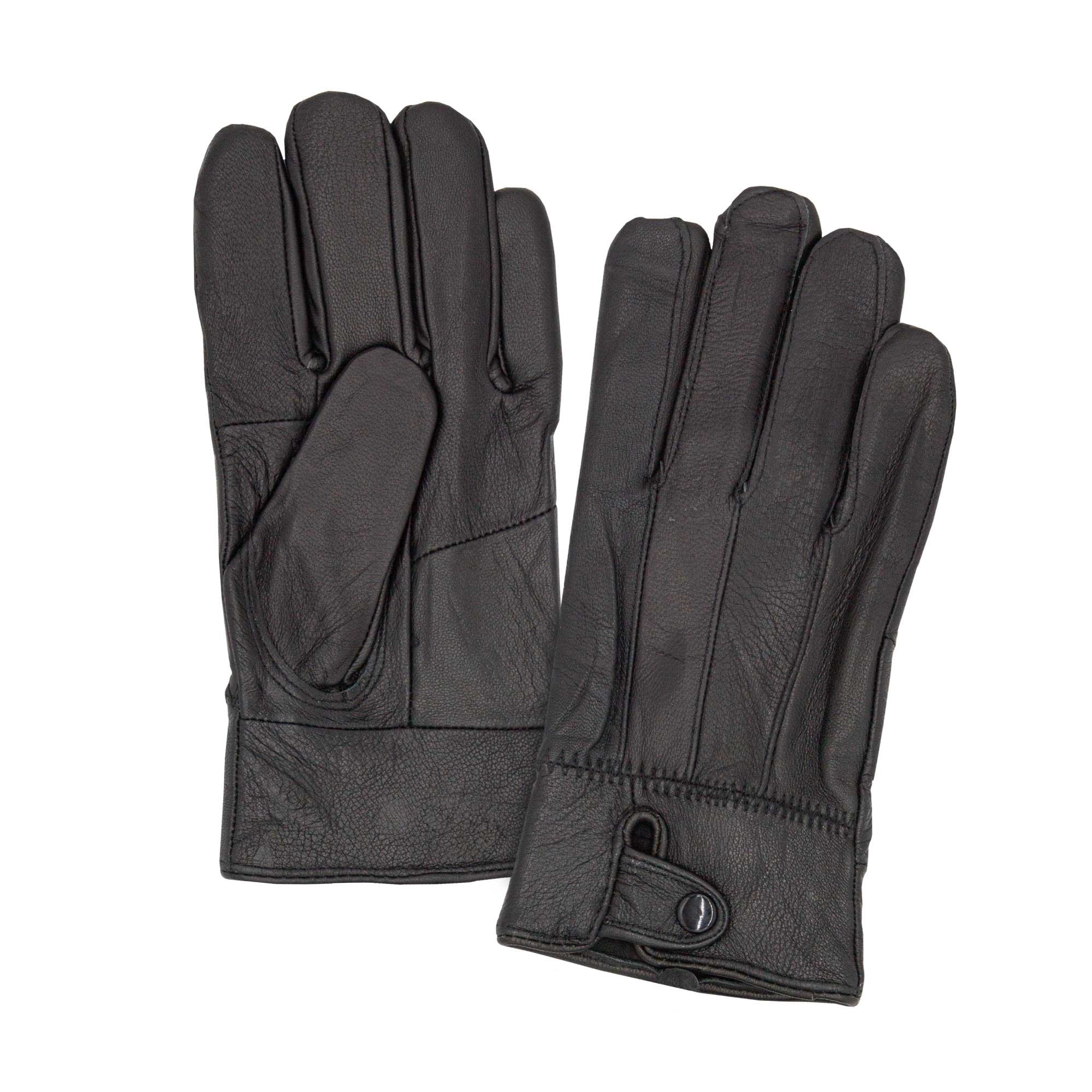 Ladies Pop Stud Leather Gloves - Black - TJ Hughes