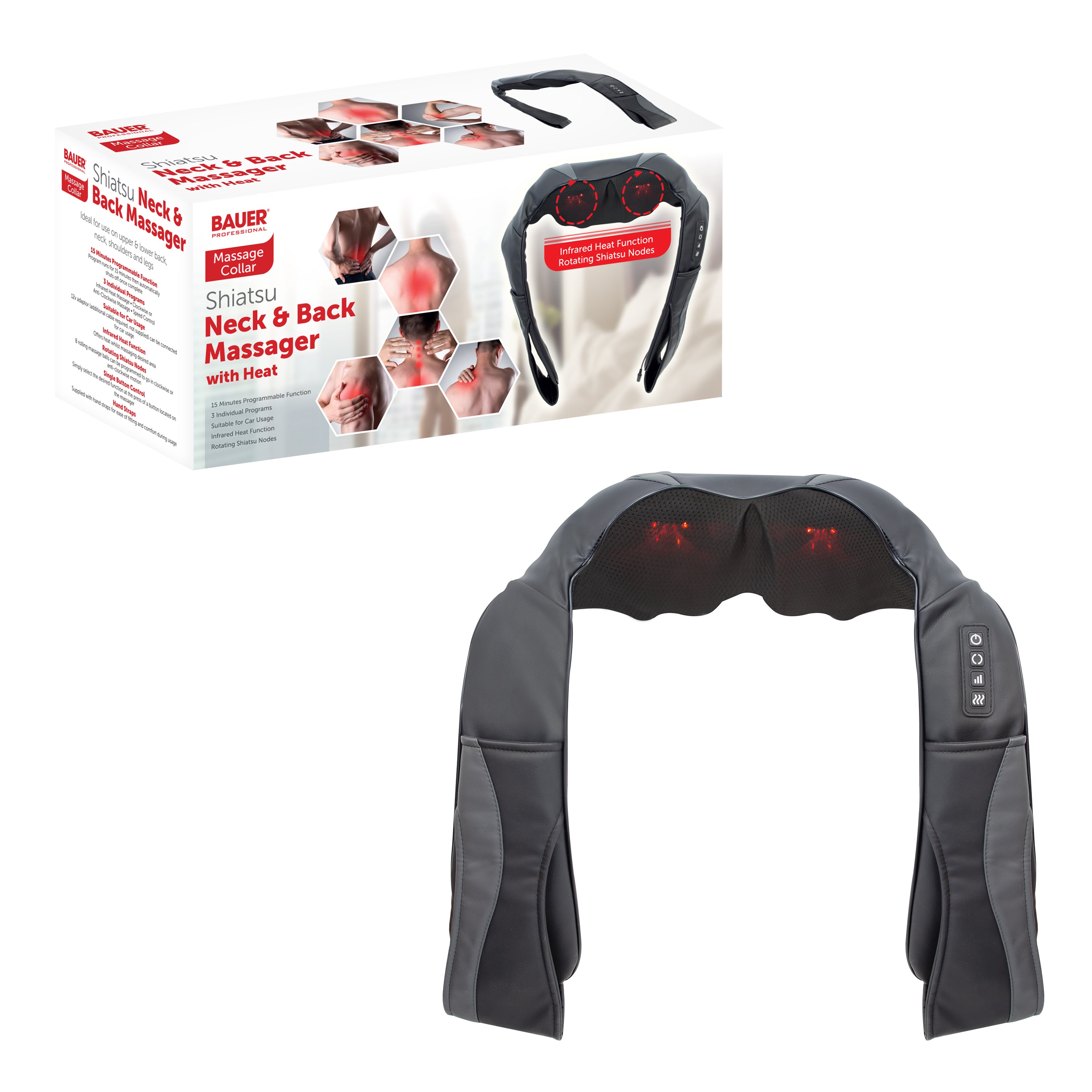 Bauer Shiatsu Neck and Back Massager with heat.  | TJ Hughes