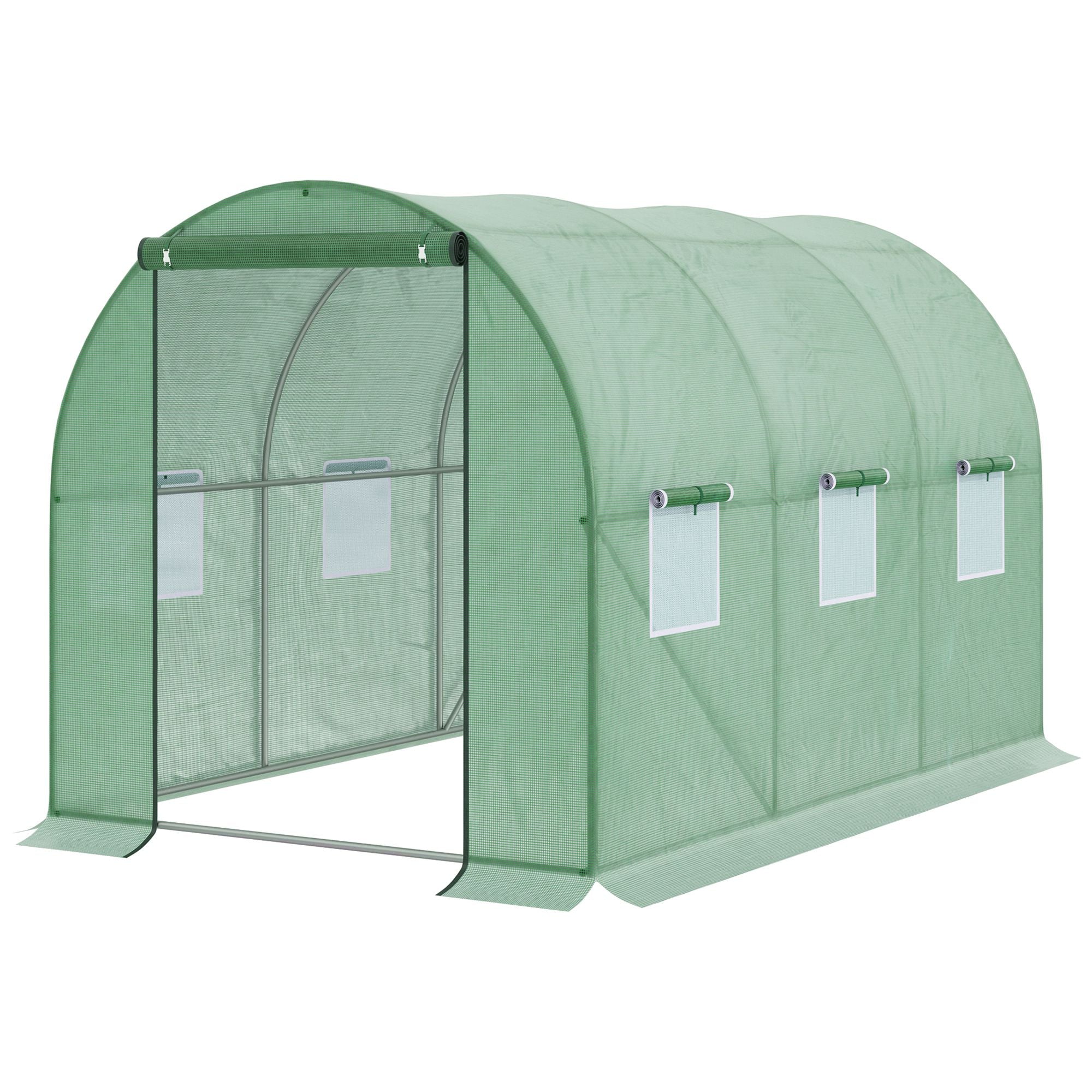 Outsunny Polytunnel Walk-in Garden Greenhouse with Zip Door and Windows 3 x 2M  | TJ Hughes