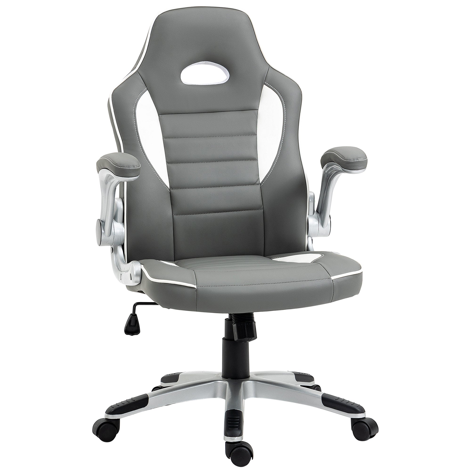 HOMCOM Gaming Chair PU Leather Office Chair Swivel Chair w/ Tilt Function Grey - Vinsetto  | TJ Hughes