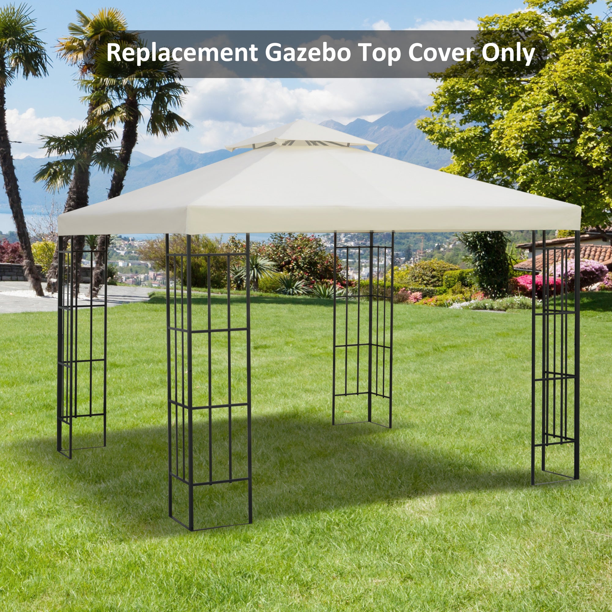 Outsunny 3(m) 2 Tier Garden Gazebo Top Cover Replacement Canopy Roof Cream White  | TJ Hughes