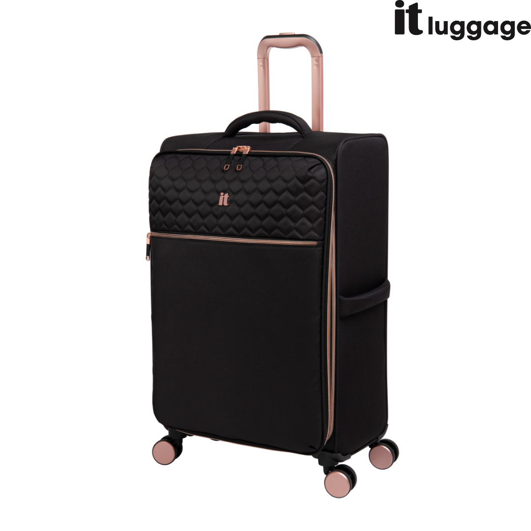 IT Luggage Suitcase Divinity - Black and Rose Gold - Medium  | TJ Hughes