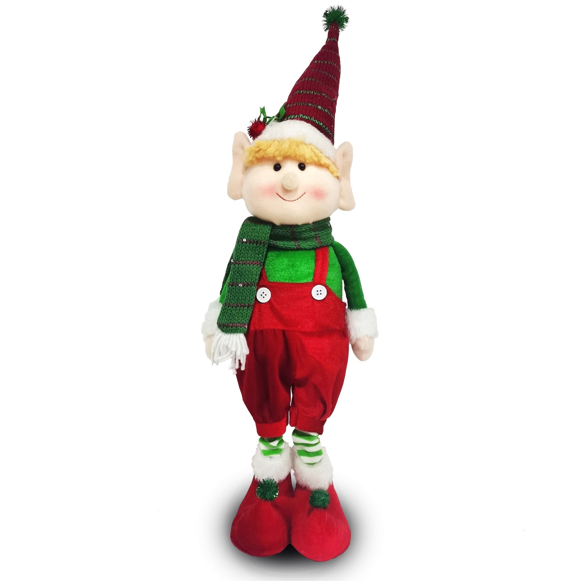 Christmas Sparkle Elvin Elf Standing with Extendable Legs Medium 26" in Red Green  | TJ Hughes