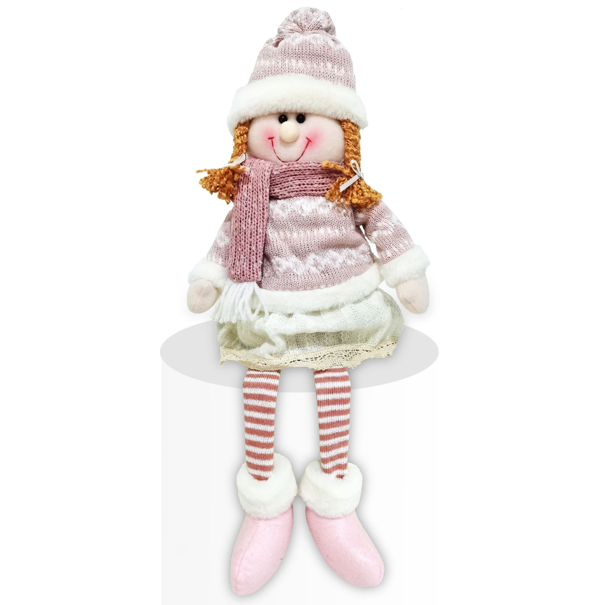 Christmas Sparkle Belle Sitting 50cm in Pink and Cream  | TJ Hughes