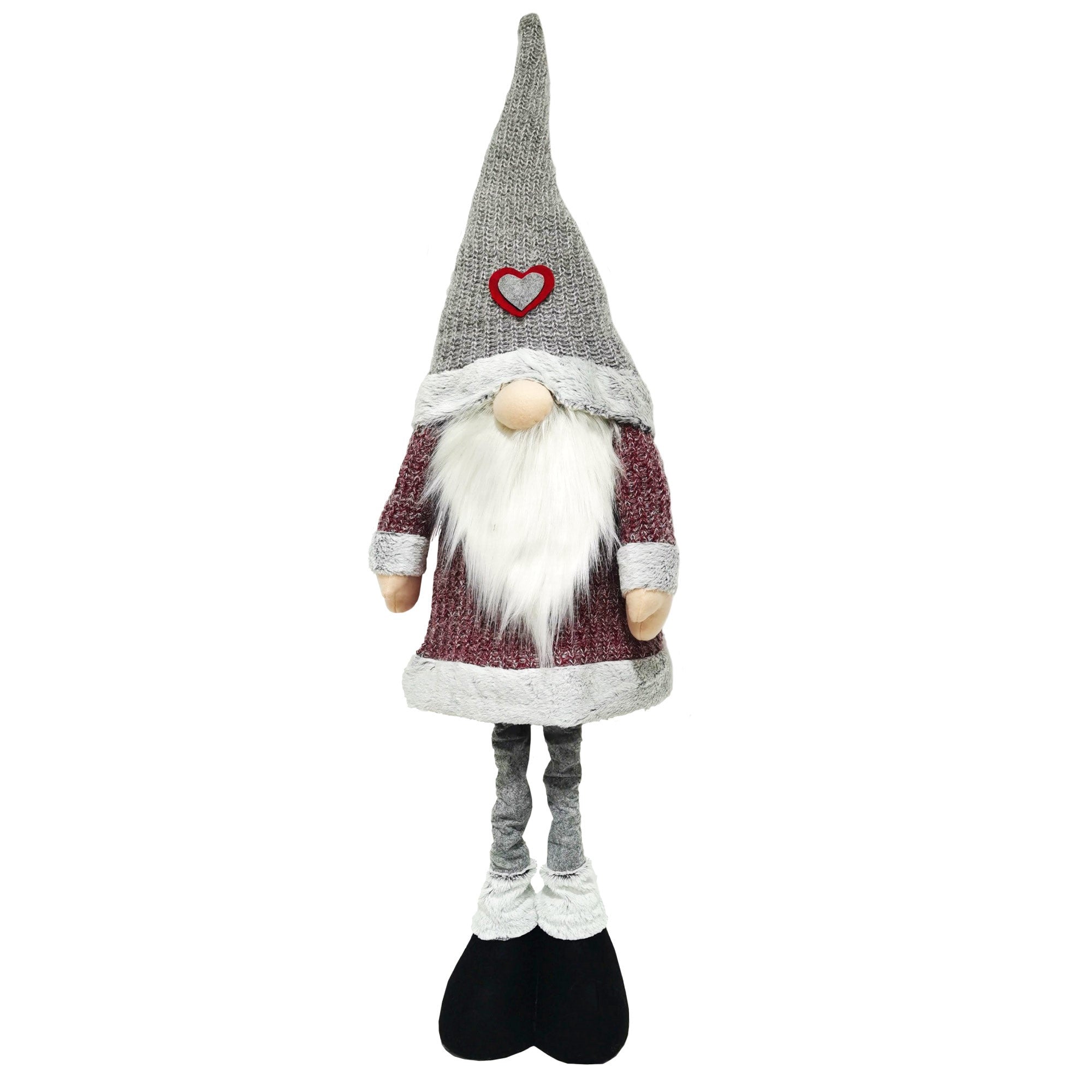 Christmas Sparkle Standing Gnome Santa Extendable 120cm in Red and Grey  | TJ Hughes