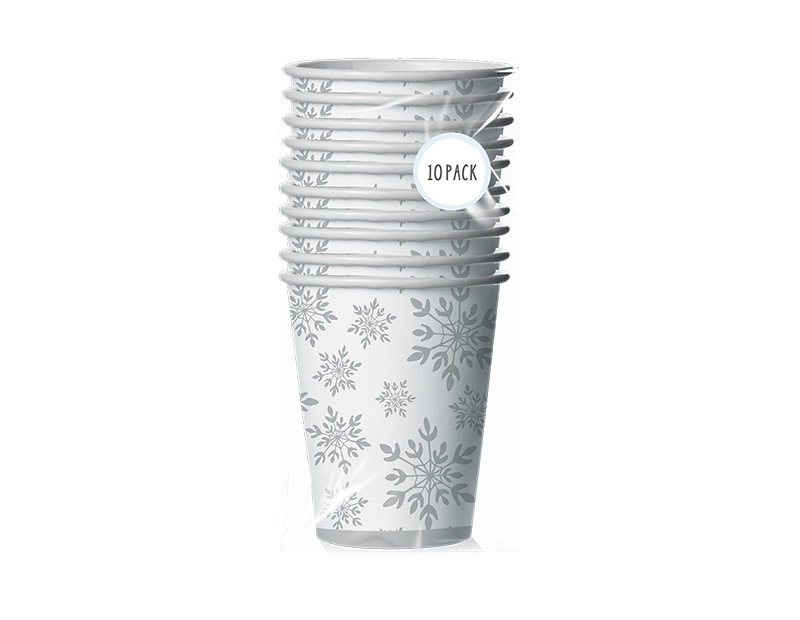 Christmas Silver Foiled Paper Cups 10 Pack - TJ Hughes