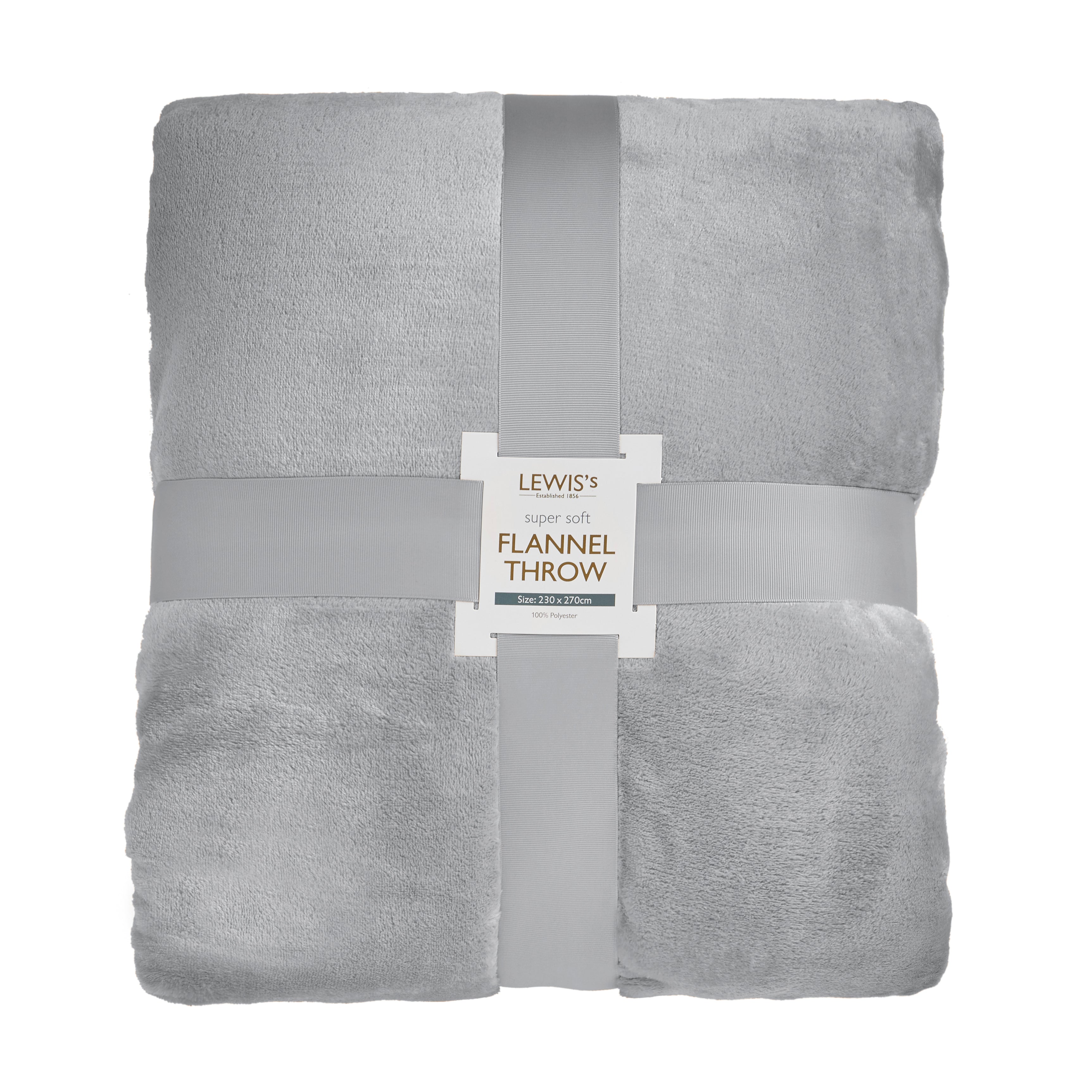 Lewis’s Super Soft Flannel Throw - Silver - 220X240cm  | TJ Hughes