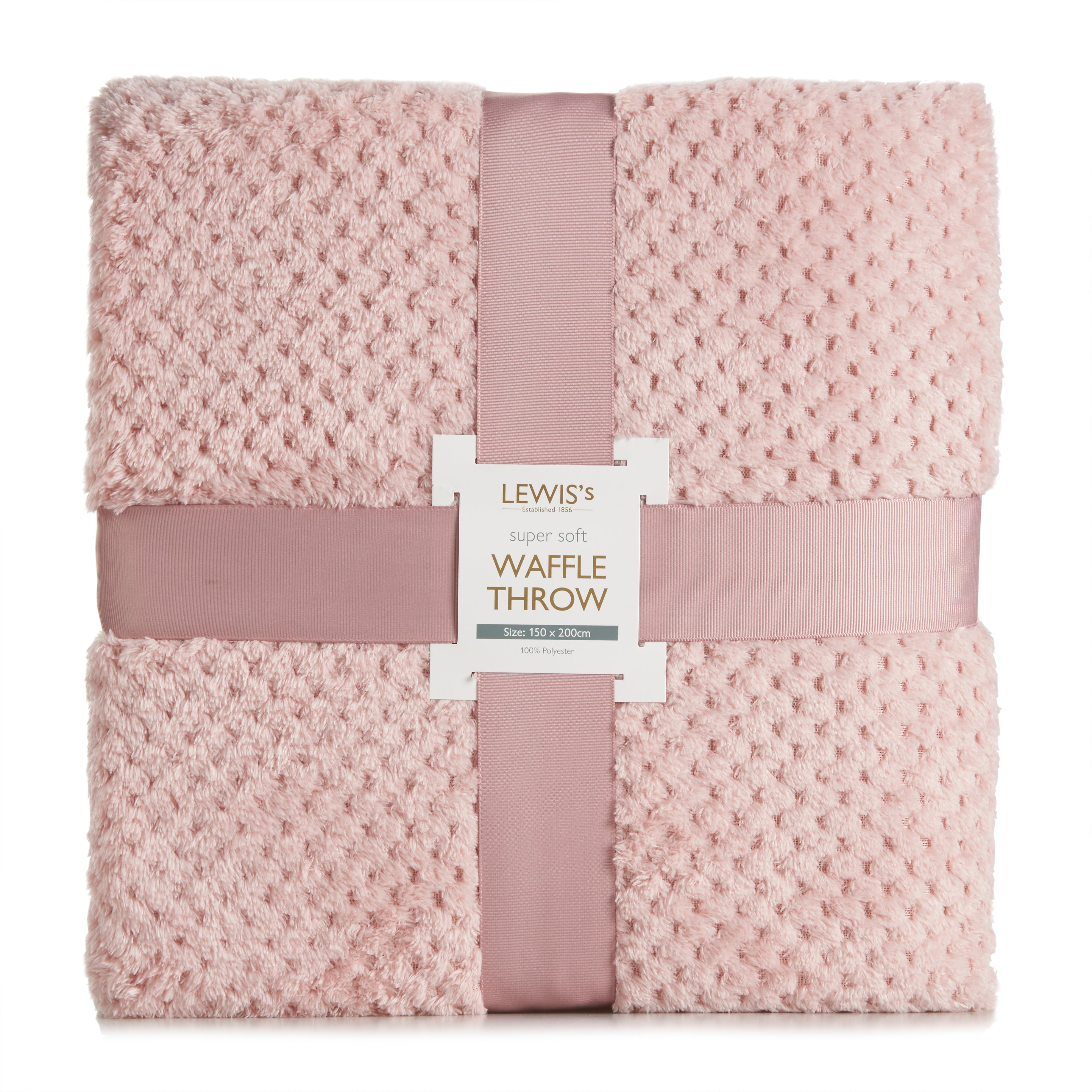 Lewis’s Super Soft Waffle Throw - Blush - 200cm X 240cm  | TJ Hughes