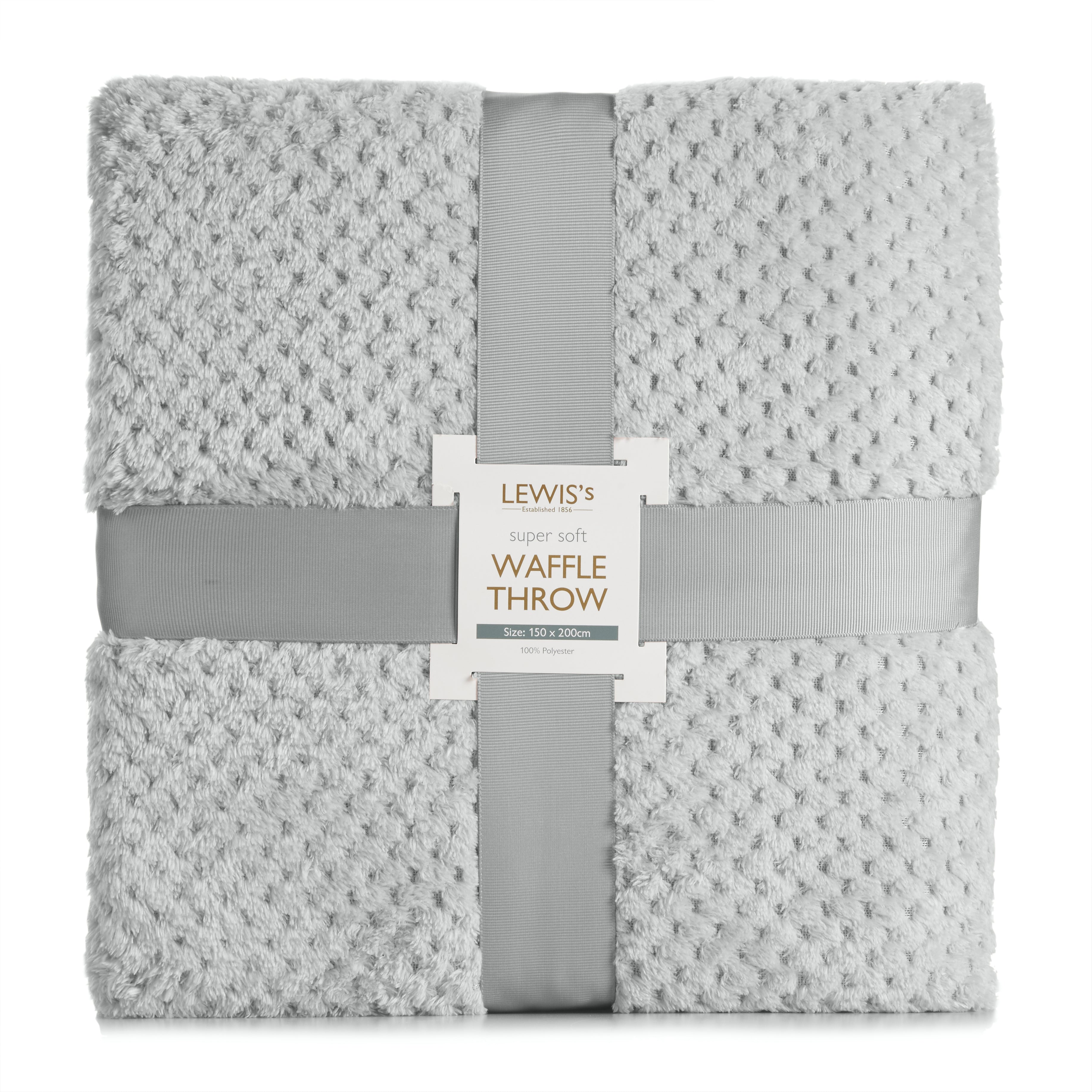 Lewis’s Super Soft Waffle Throw - Silver - 200cm X 240cm  | TJ Hughes