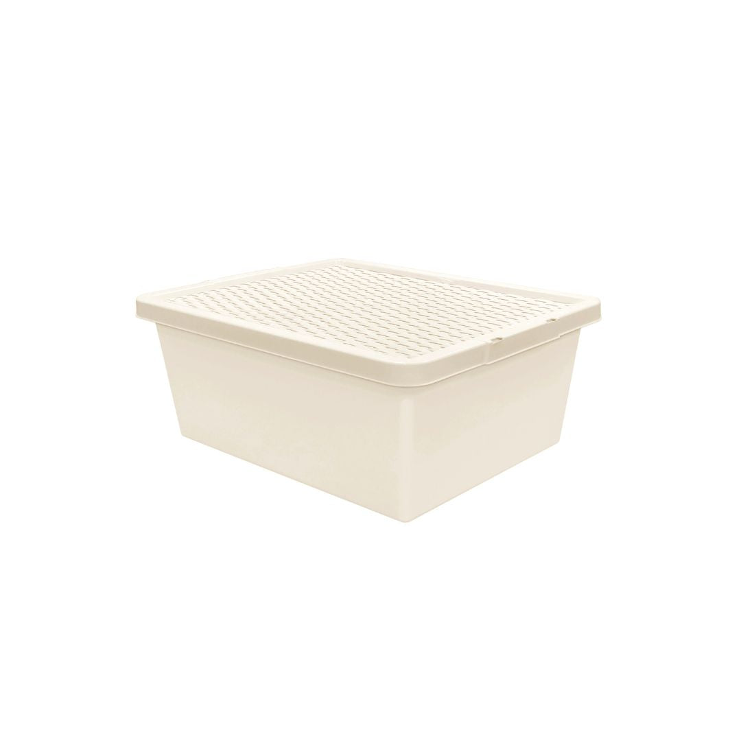 Rattan Storage Box with Lid 10L Cream - TJ Hughes