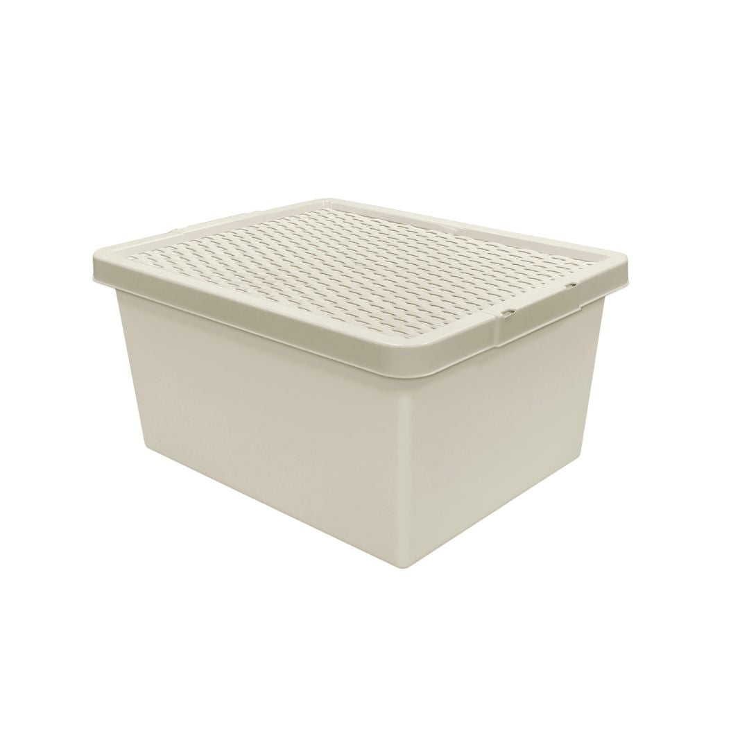 Rattan Storage Box with Lid 20L Mushroom - TJ Hughes