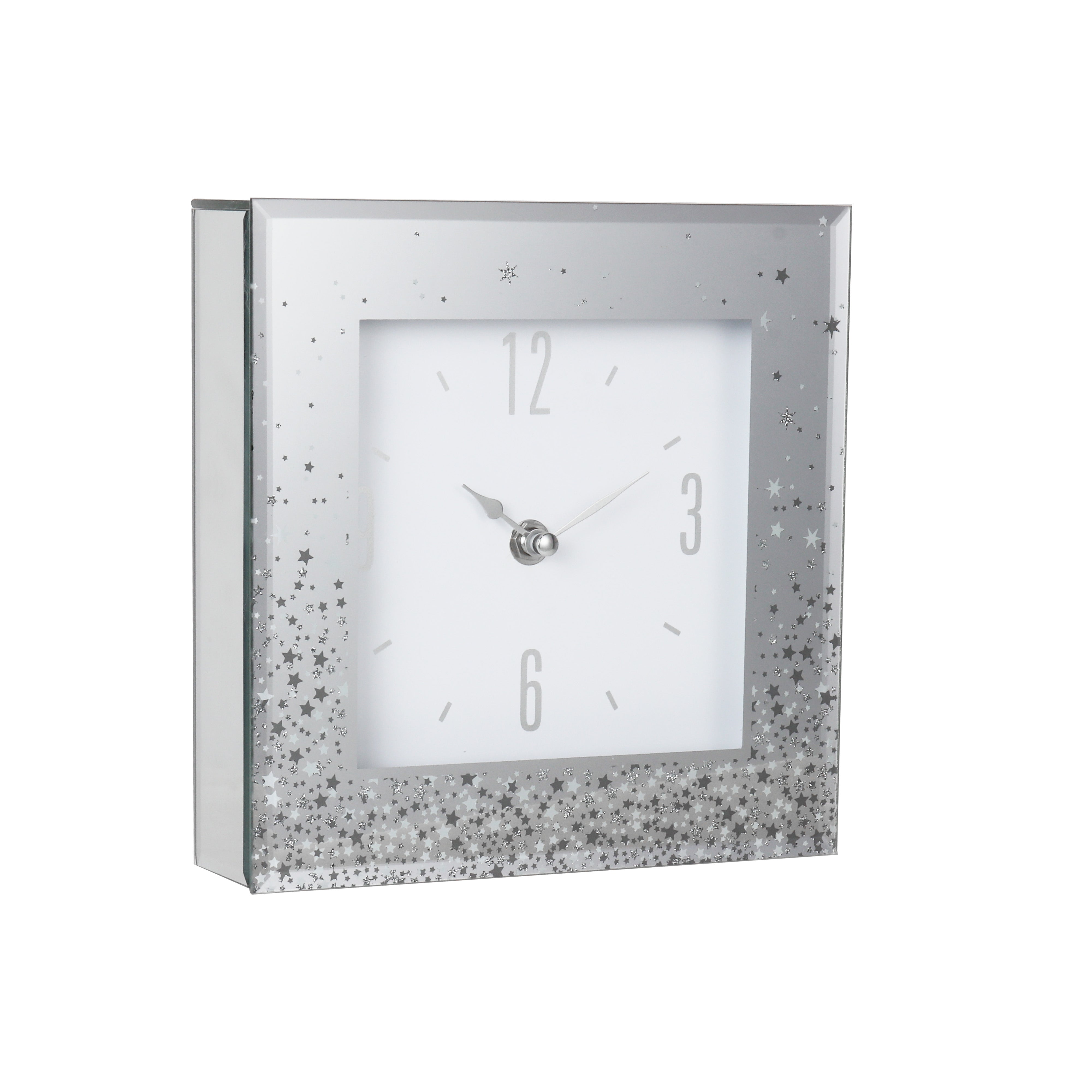 Lewis’s Star Print Clock- Small 14x14x4.5cm - Large  | TJ Hughes Silver