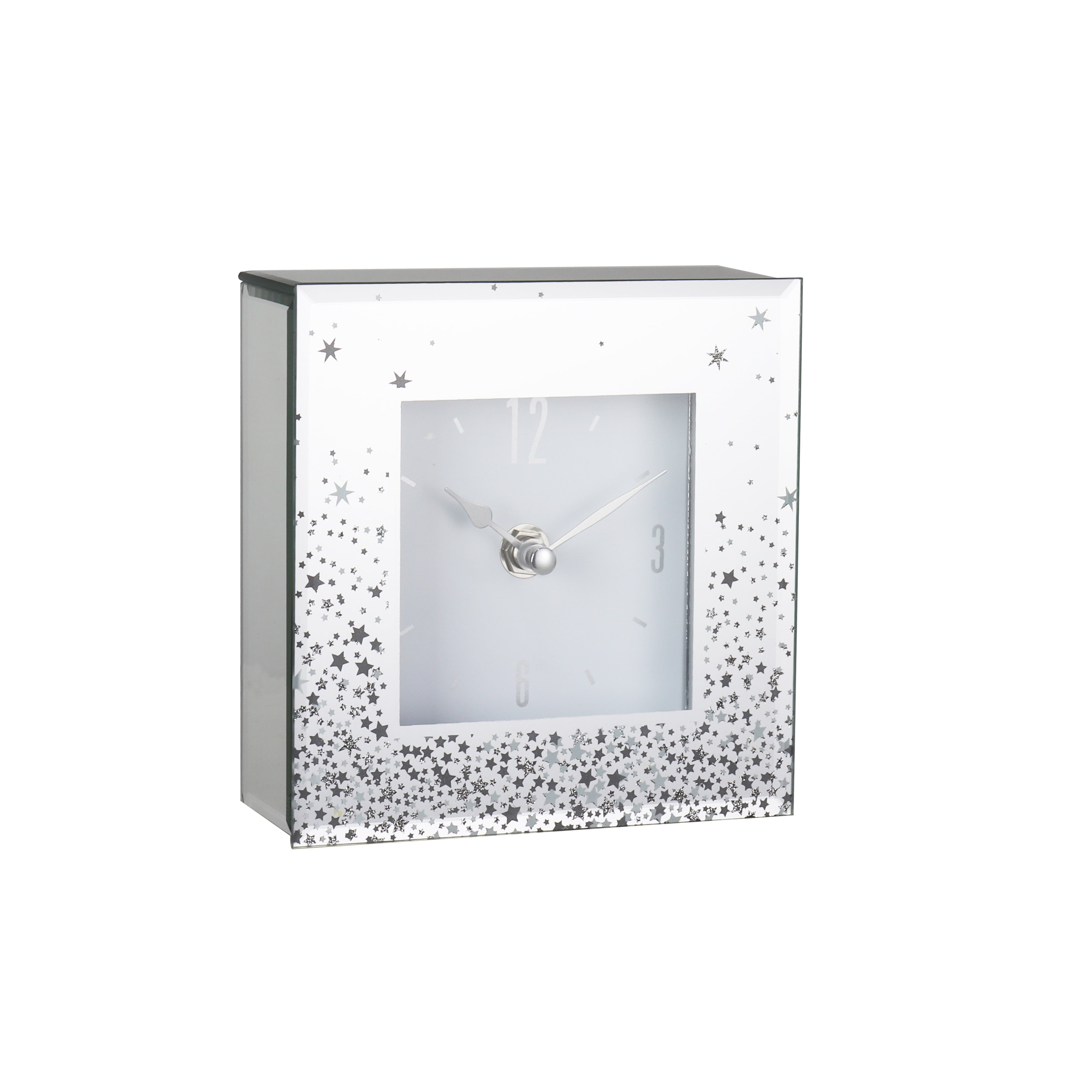 Lewis’s Star Print Clock- Large 20x20x5cm - Large  | TJ Hughes Silver