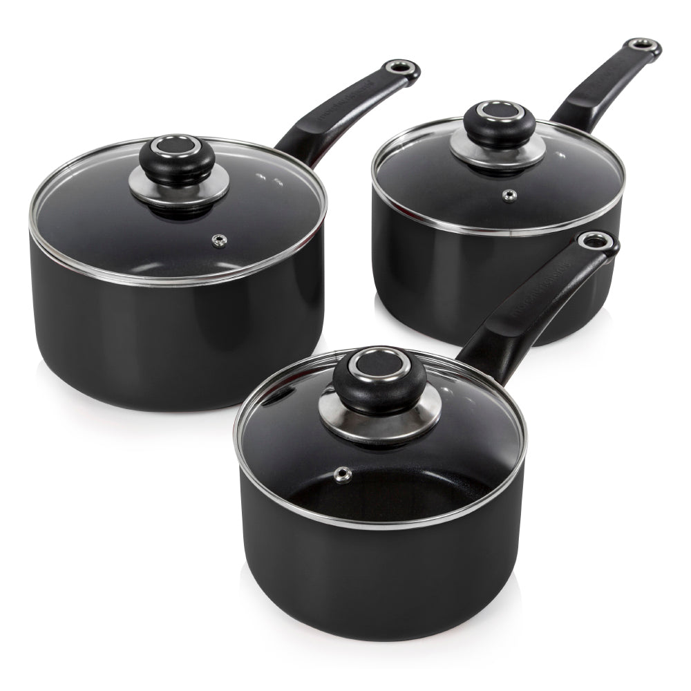 Morphy Richards 3 Piece Sauce Pan Set - Black