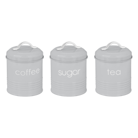 Lewis’s  Kitchen Metal Canisters Set of 3 - Grey  | TJ Hughes