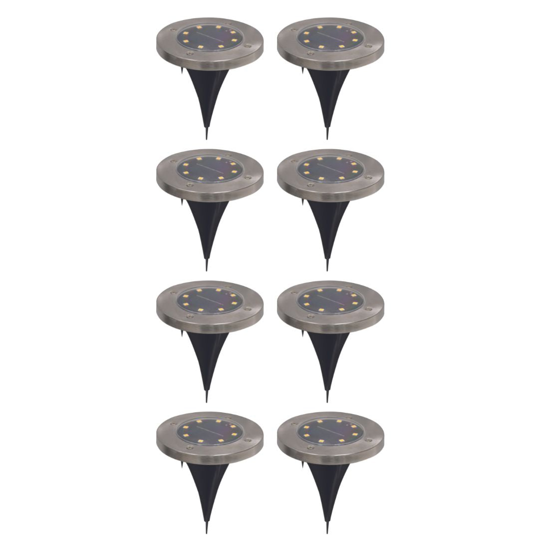 Silver & Stone Outdoor Solar Ground Lights Pack of 8  | TJ Hughes
