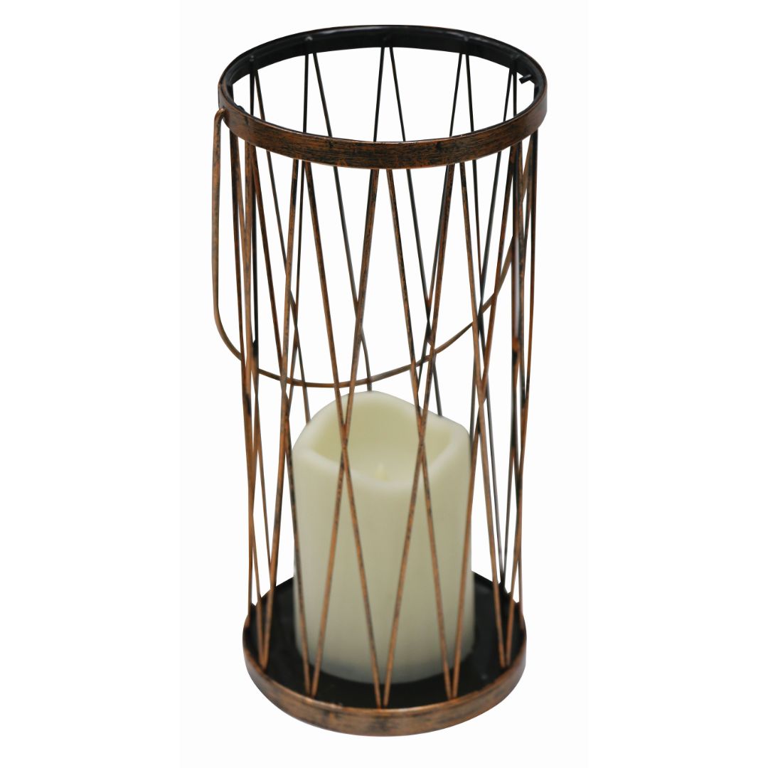 Silver & Stone Outdoor Solar Candle Lantern with Warm White LEDs  | TJ Hughes