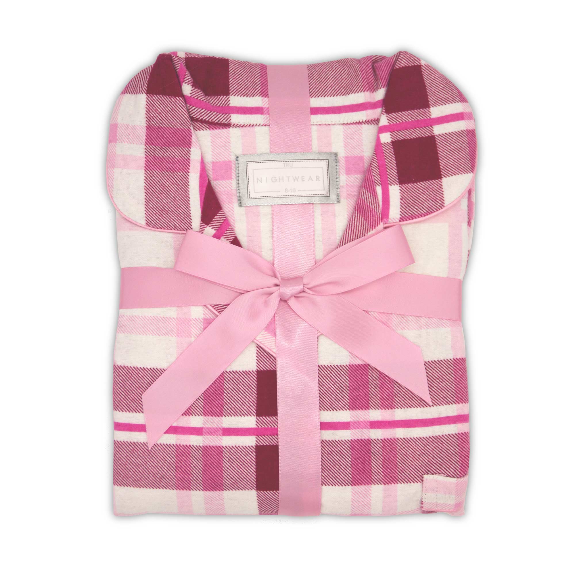 Tru Ladies Pink Check Flannel Pyjama - Size 12-14 - Tru Nightware  | TJ Hughes