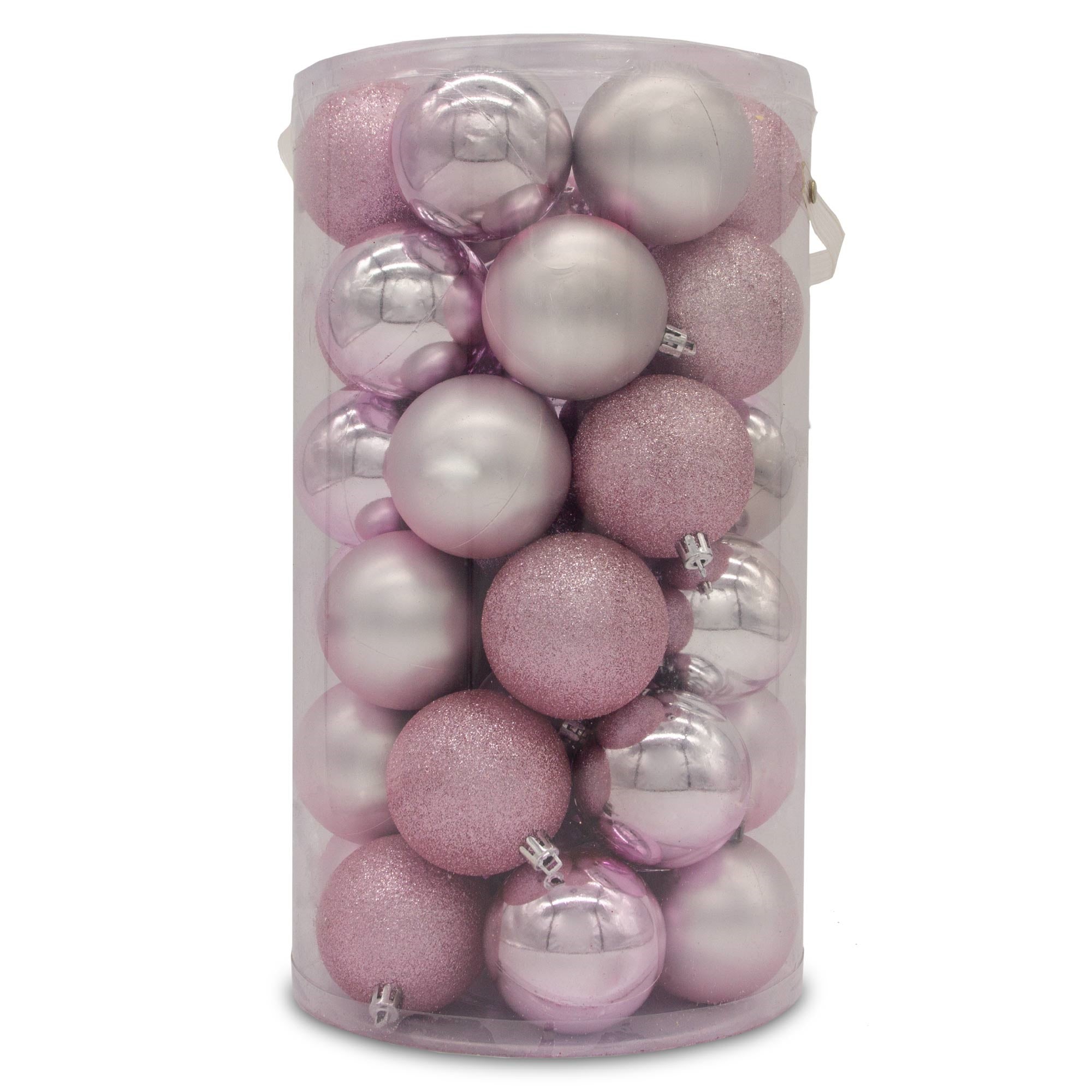 Christmas Sparkle Tube of 40 Shatterproof Baubles 6cm - Blush Pink  | TJ Hughes