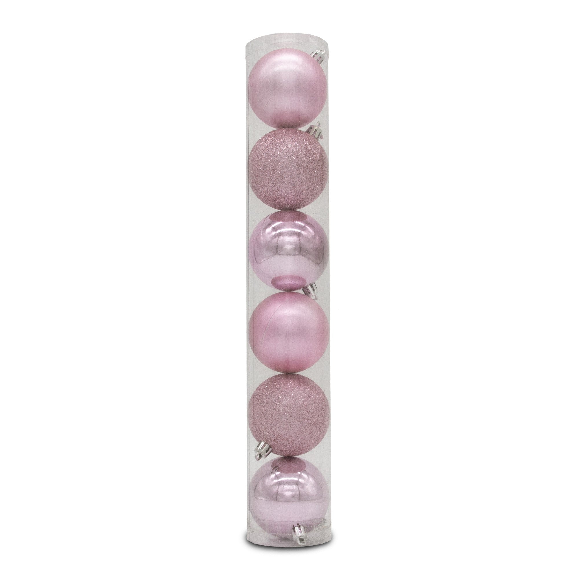 Christmas Sparkle Tube of 6 6cm Shatterproof Baubles in Pink - Pink - TJ Hughes