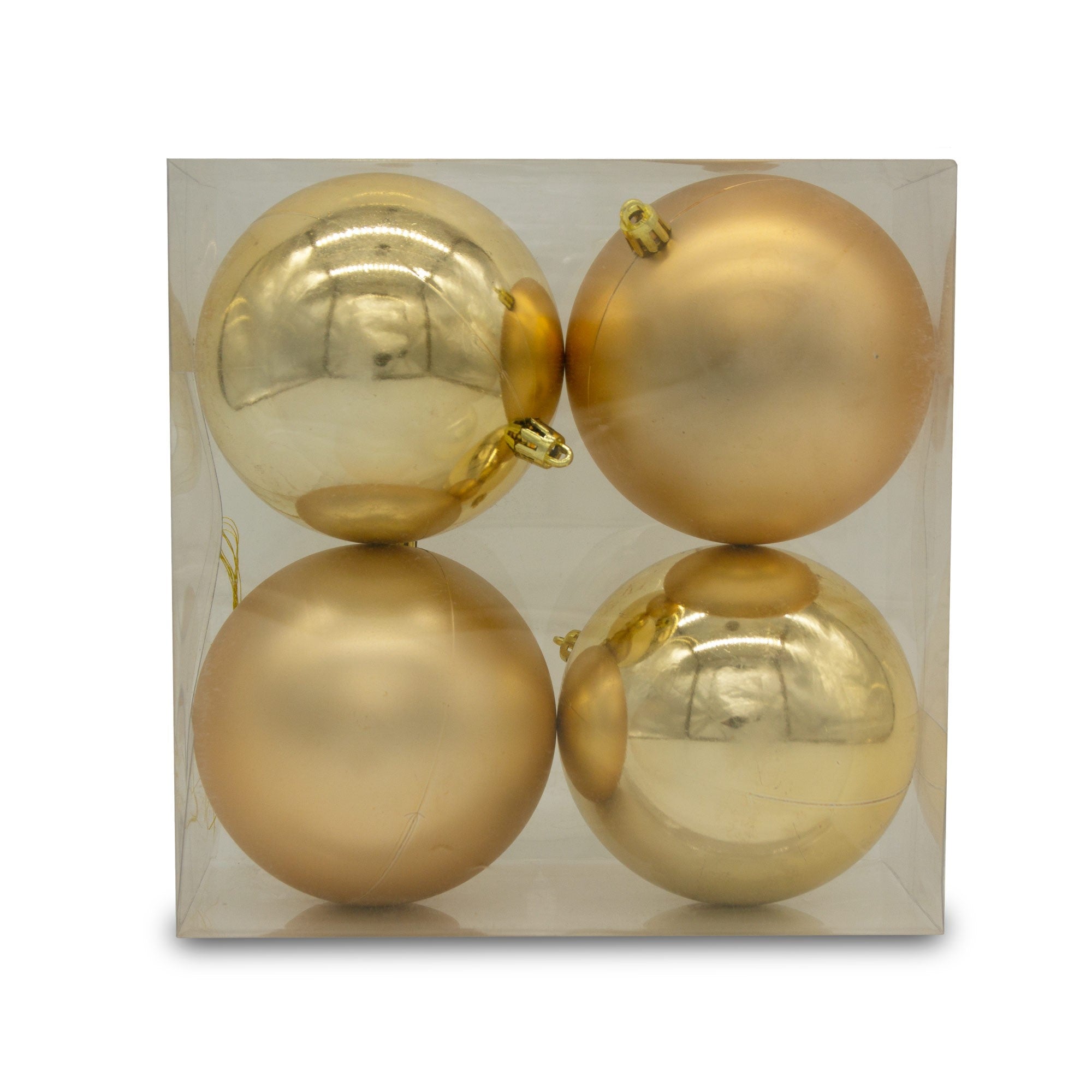 Christmas Sparkle Pack of 4 Shatterproof 10cm Baubles - 2 x Matt - 2 x Shiny in Champagne  | TJ Hughes