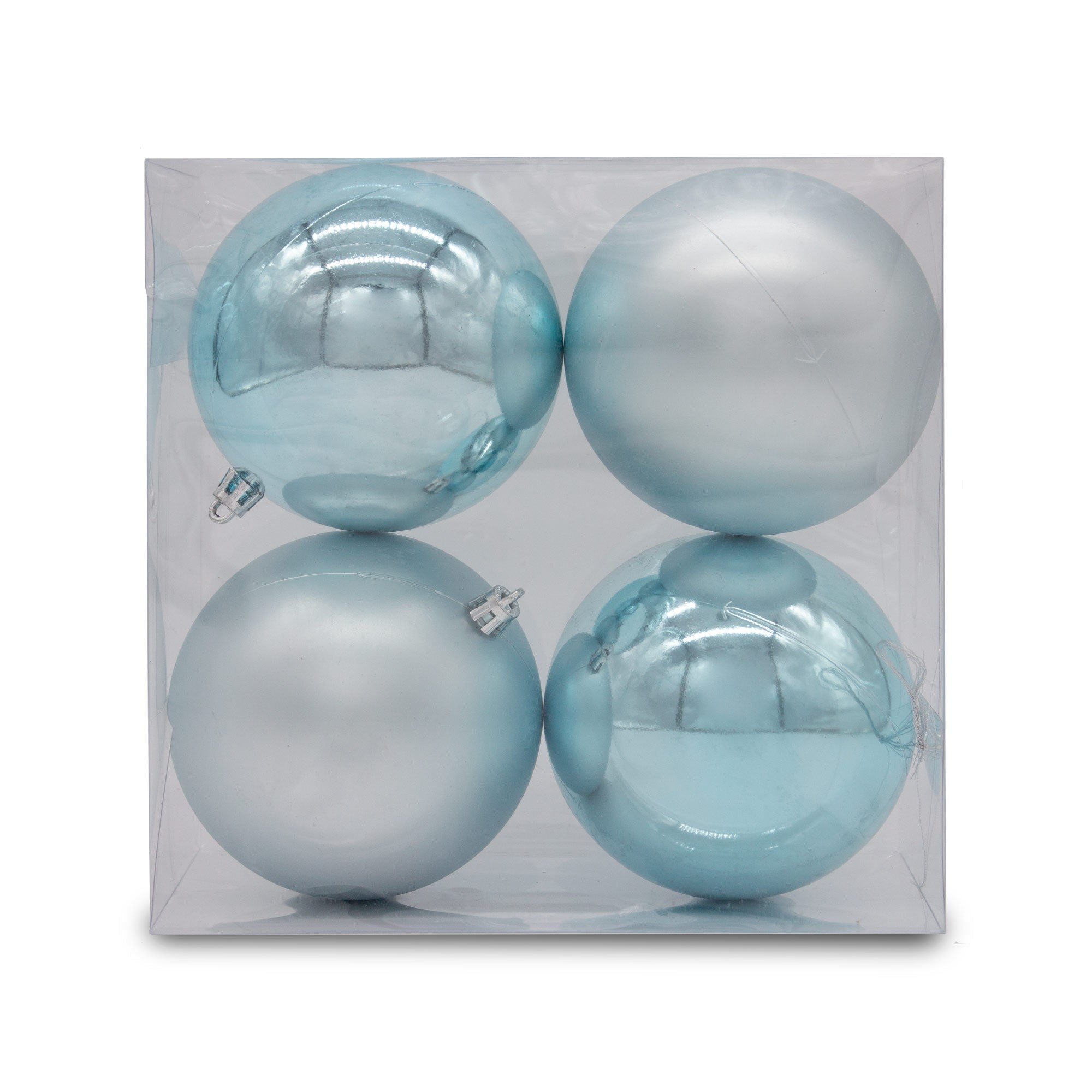 Christmas Sparkle Pack of 4 Shatterproof 10cm Baubles - 2 x Matt - 2 x Shiny in Blue  | TJ Hughes