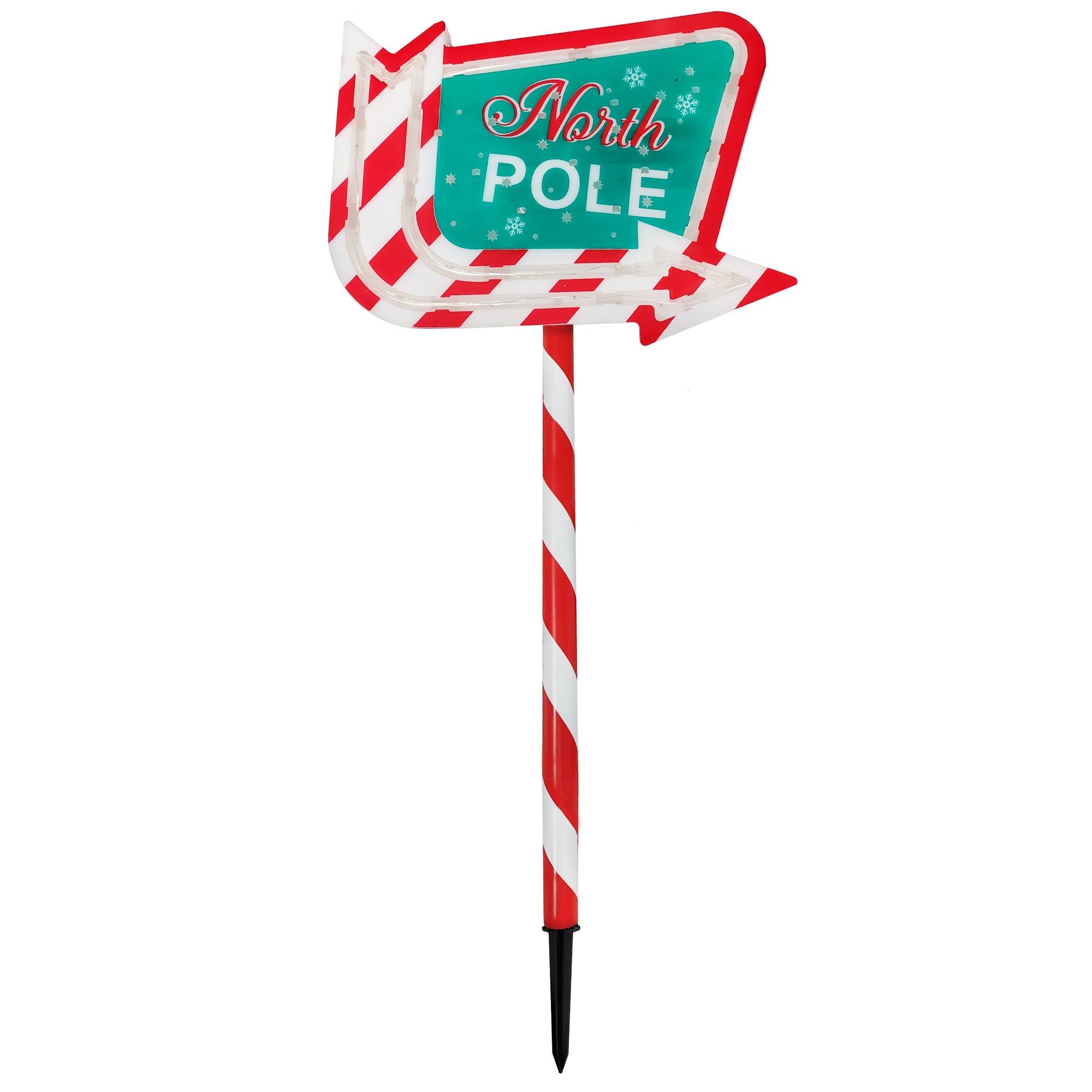 Christmas Sparkle Outdoor North Pole Light Up Sign Garden Stake - TJ Hughes
