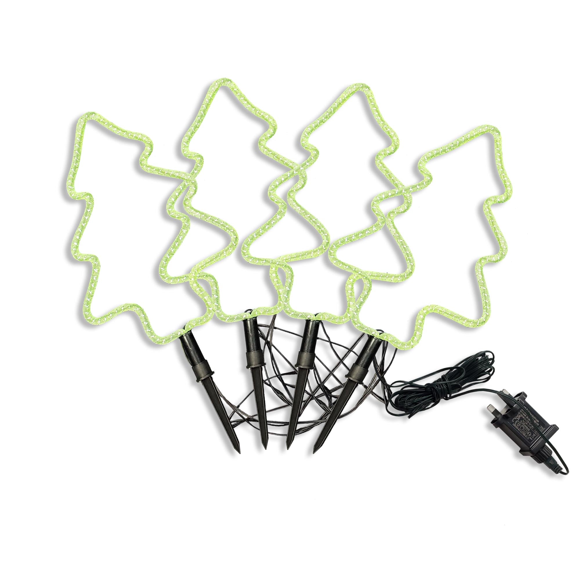 Christmas Sparkle Outdoor Stakes Christmas Tree - 4 Pack Mains Powered - TJ Hughes